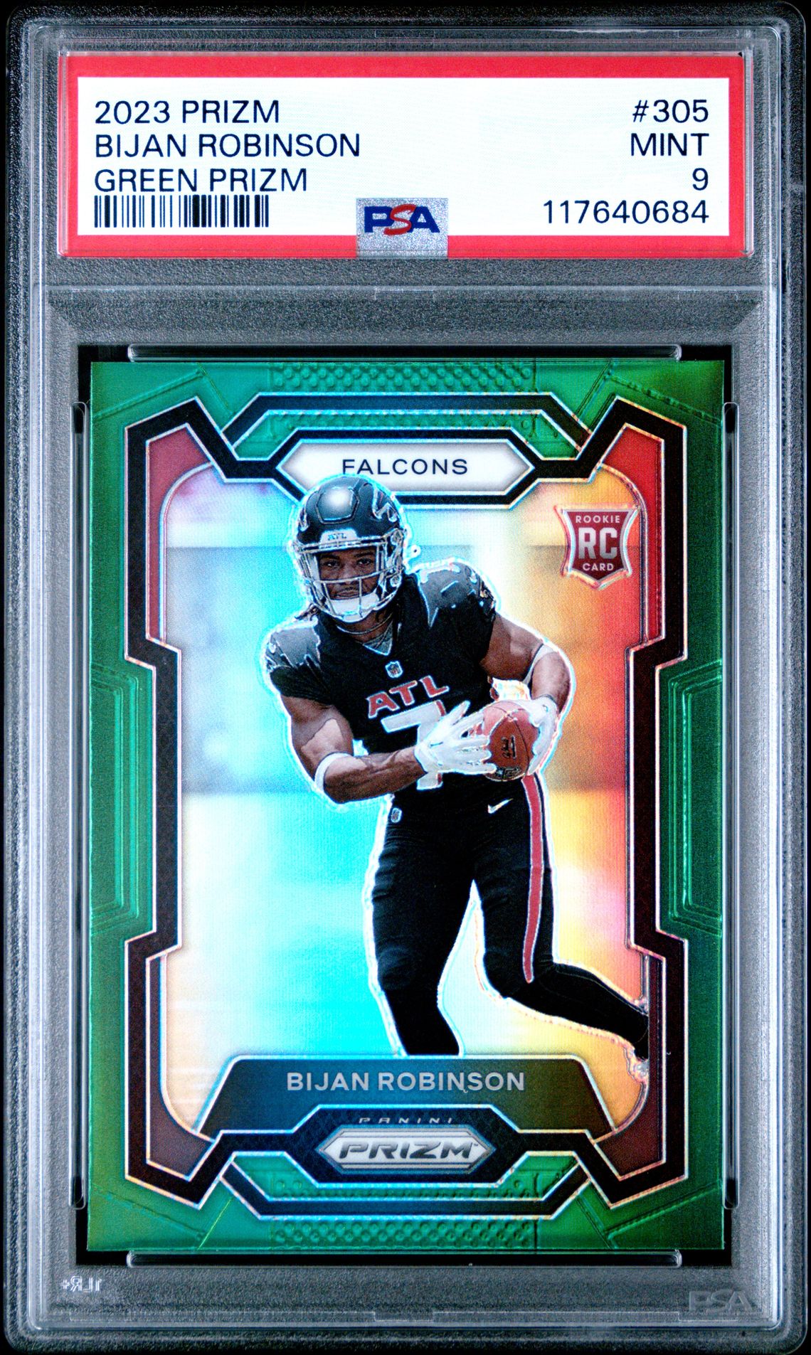 2023 Panini Prizm Bijan Robinson #305 (Green Prizm) Mint 9 front