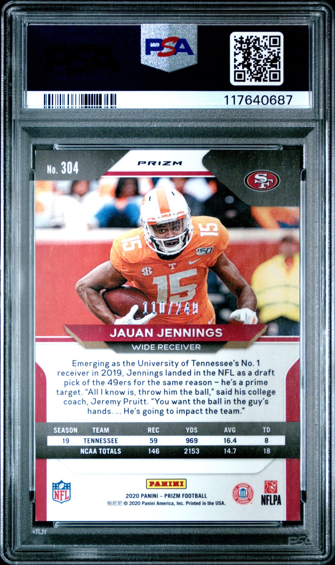 2020 Panini Prizm Jauan Jennings #304 (Orange Prizm) Mint 9 back