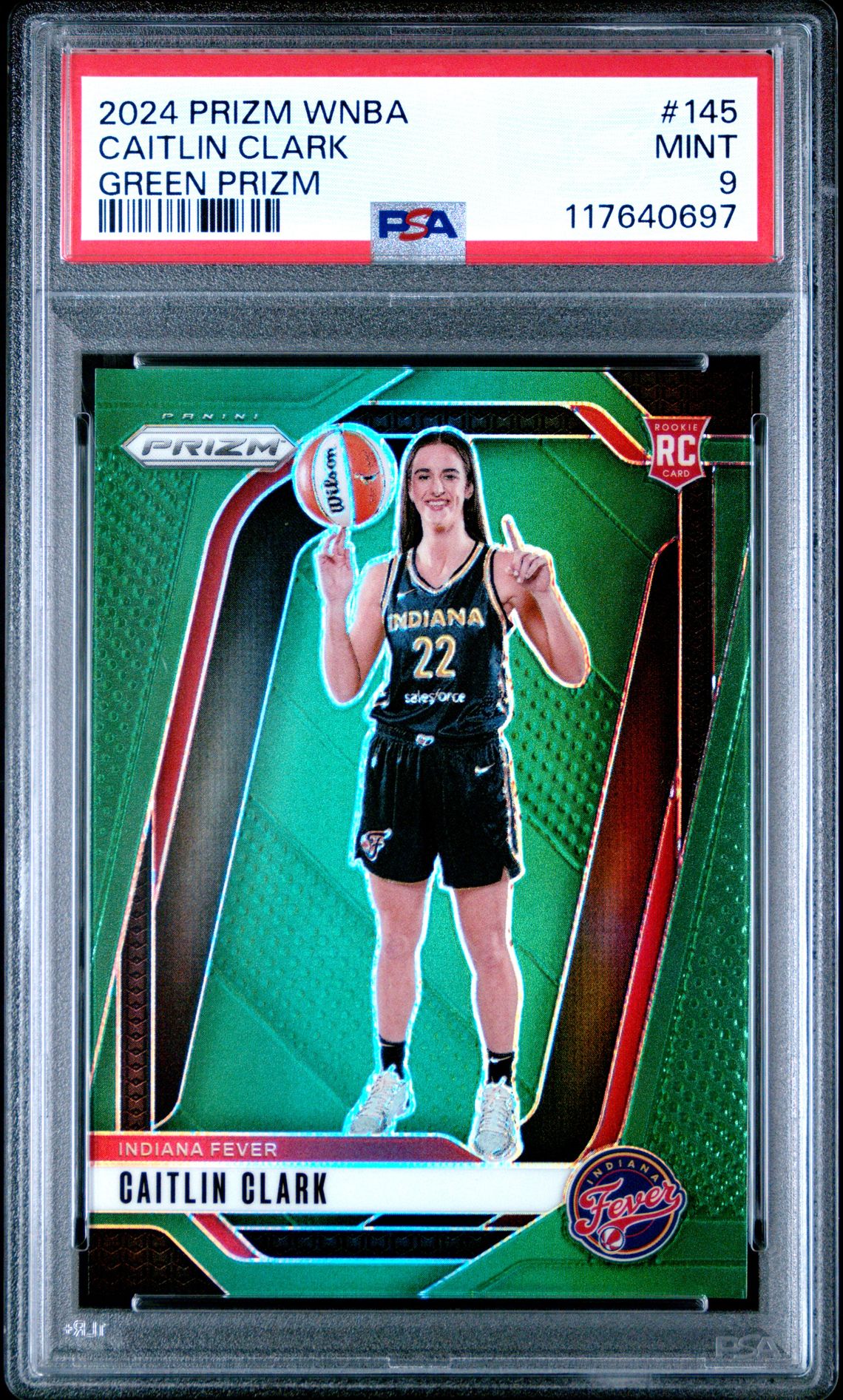 2024 Panini Prizm Wnba Caitlin Clark #145 (Green Prizm) Mint 9 front