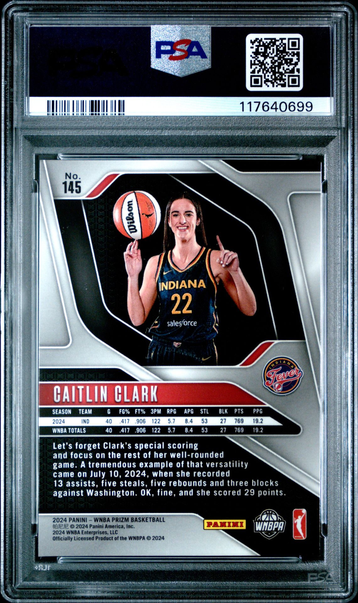2024 Panini Prizm Wnba Caitlin Clark #145 Nm-Mt 8 back