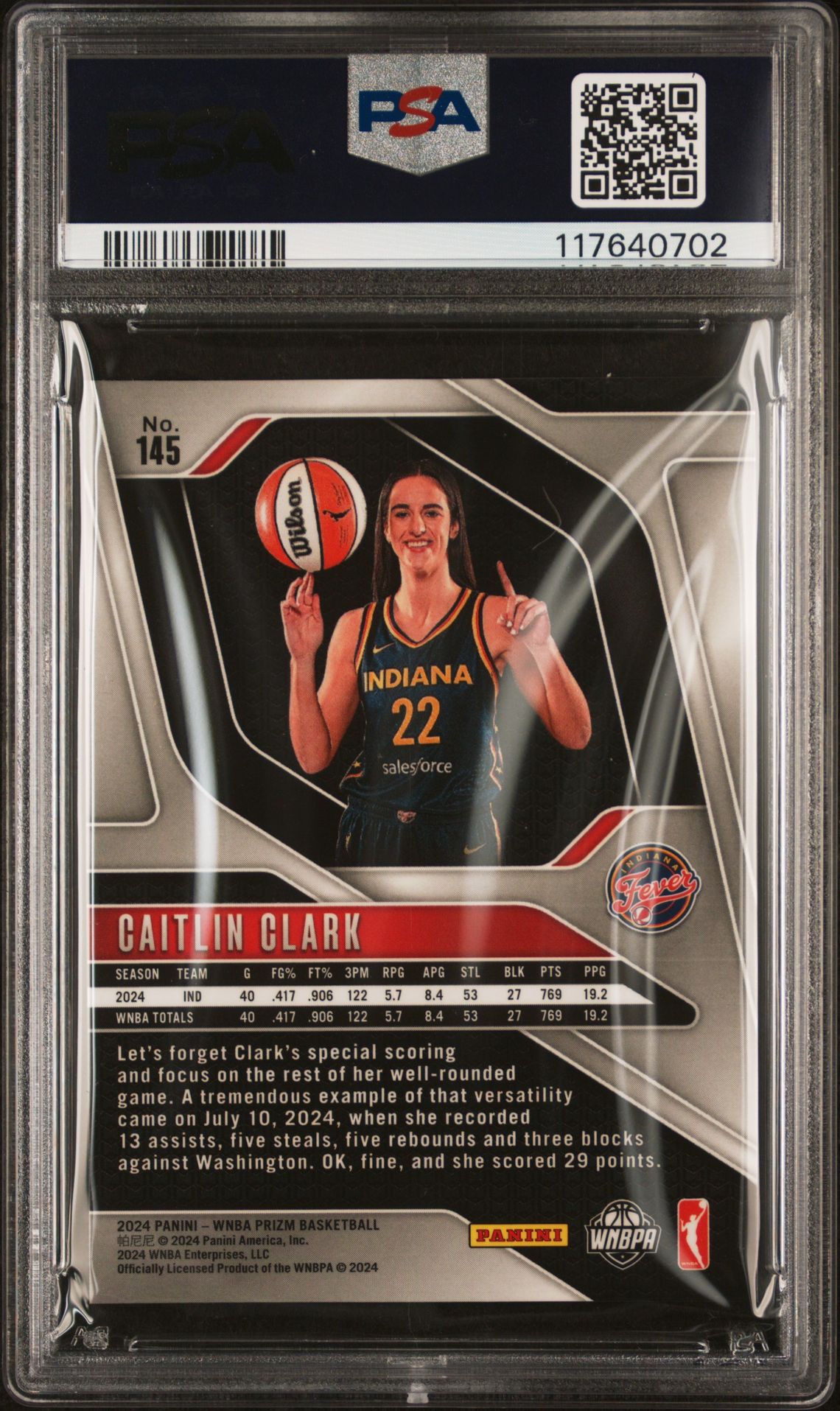 2024 Panini Prizm Wnba Caitlin Clark #145 Nm-Mt 8 back