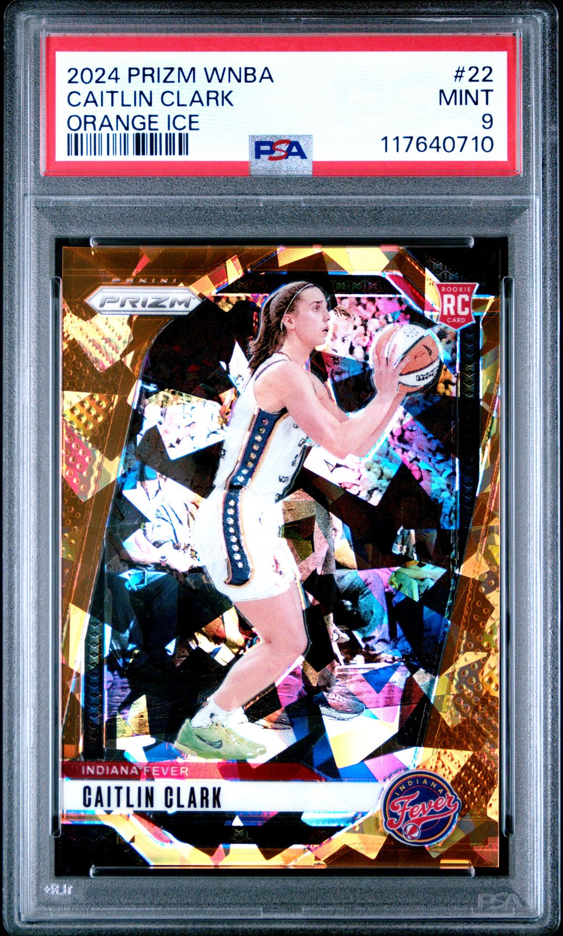 2024 Panini Prizm Wnba Caitlin Clark #22 (Orange Ice) Mint 9 front