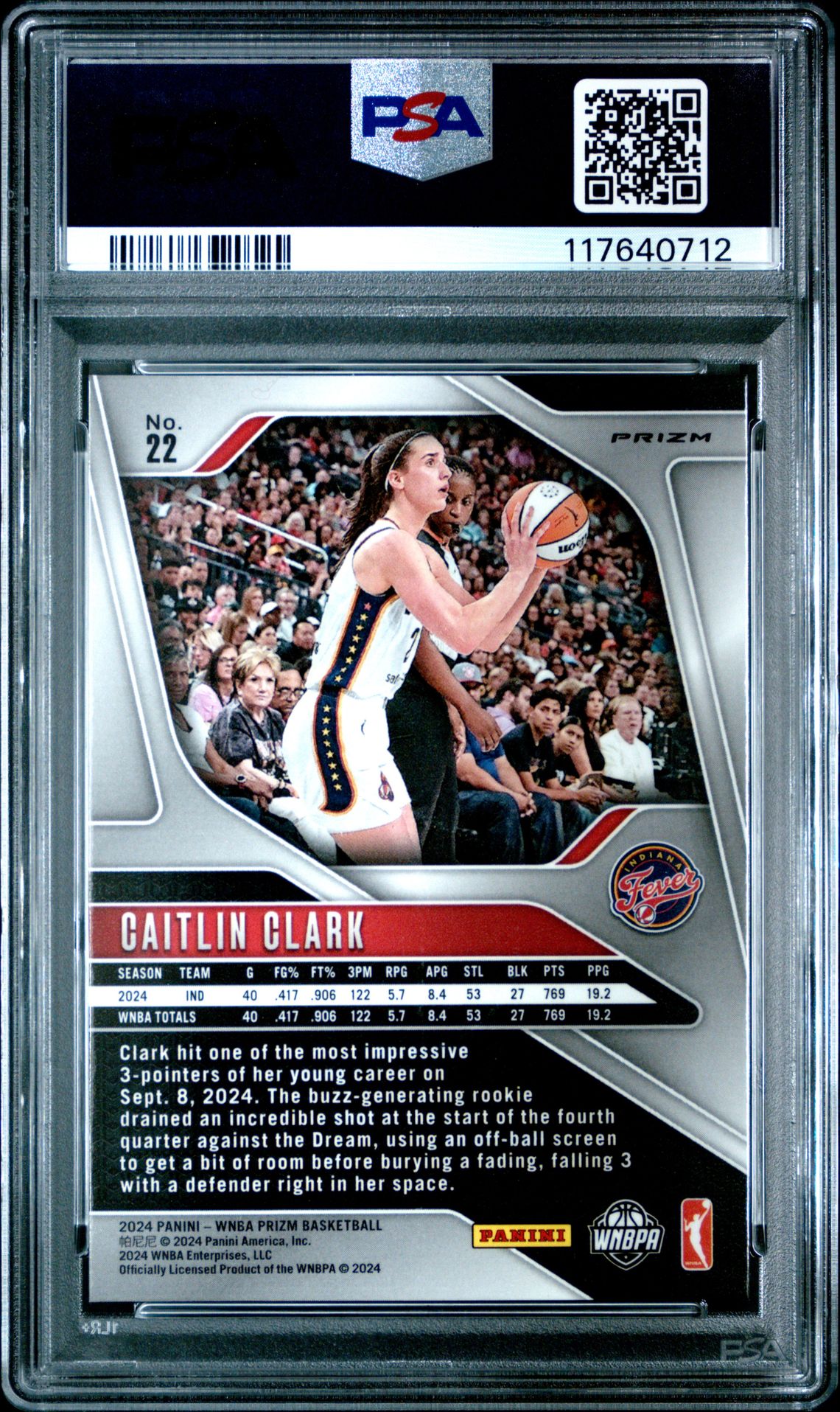 2024 Panini Prizm Wnba Caitlin Clark #22 (Ice) Mint 9 back