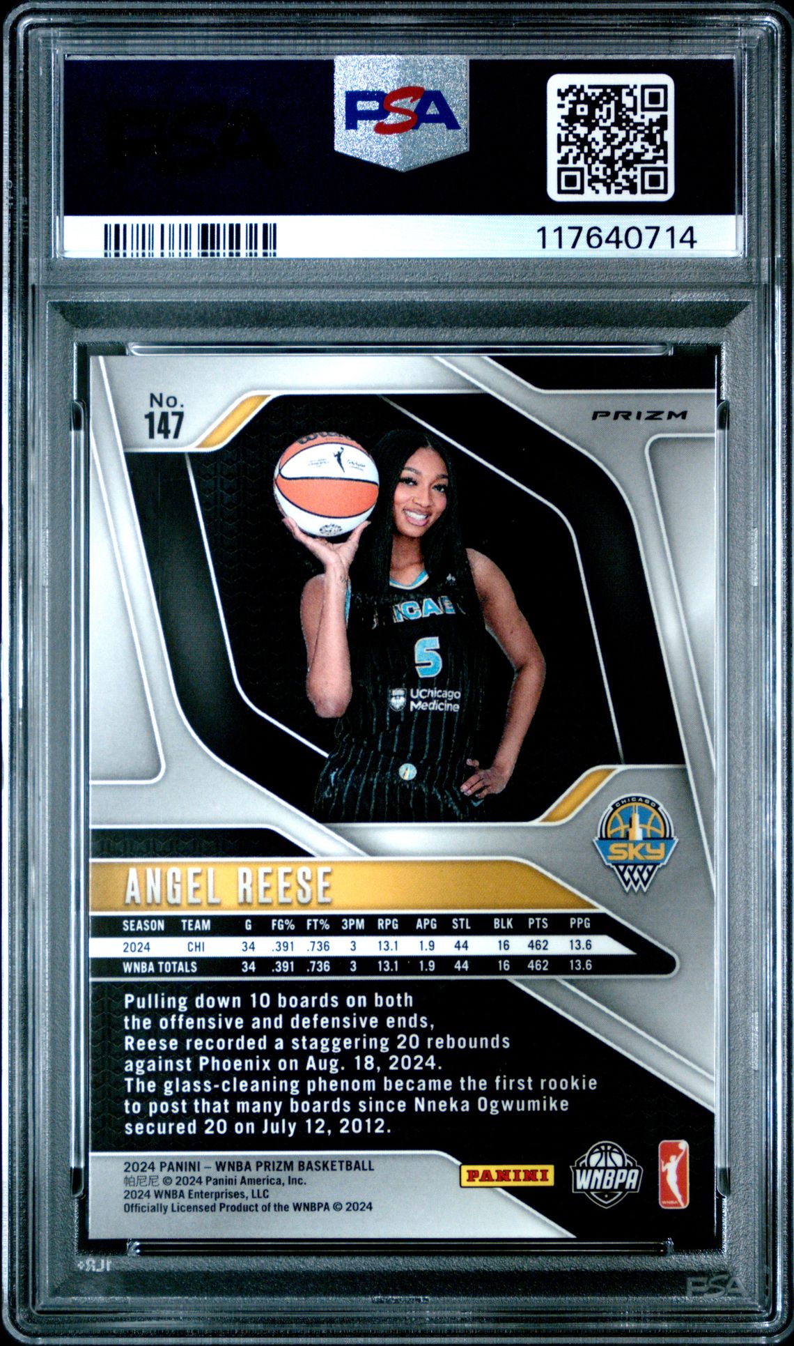 2024 Panini Prizm Wnba Angel Reese #147 (Orange Ice) Mint 9 back