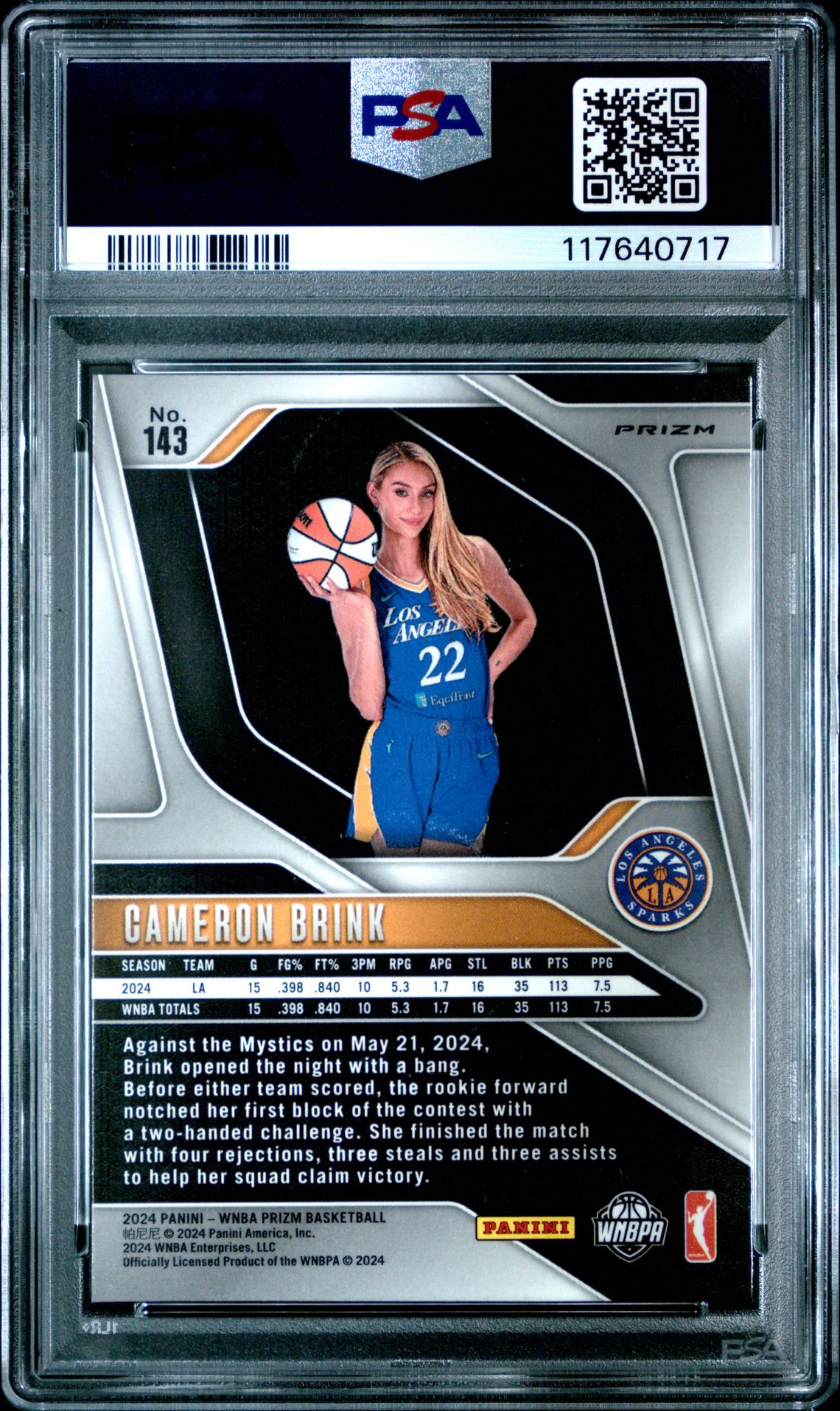 2024 Panini Prizm Wnba Cameron Brink #143 (Ice) Mint 9 back