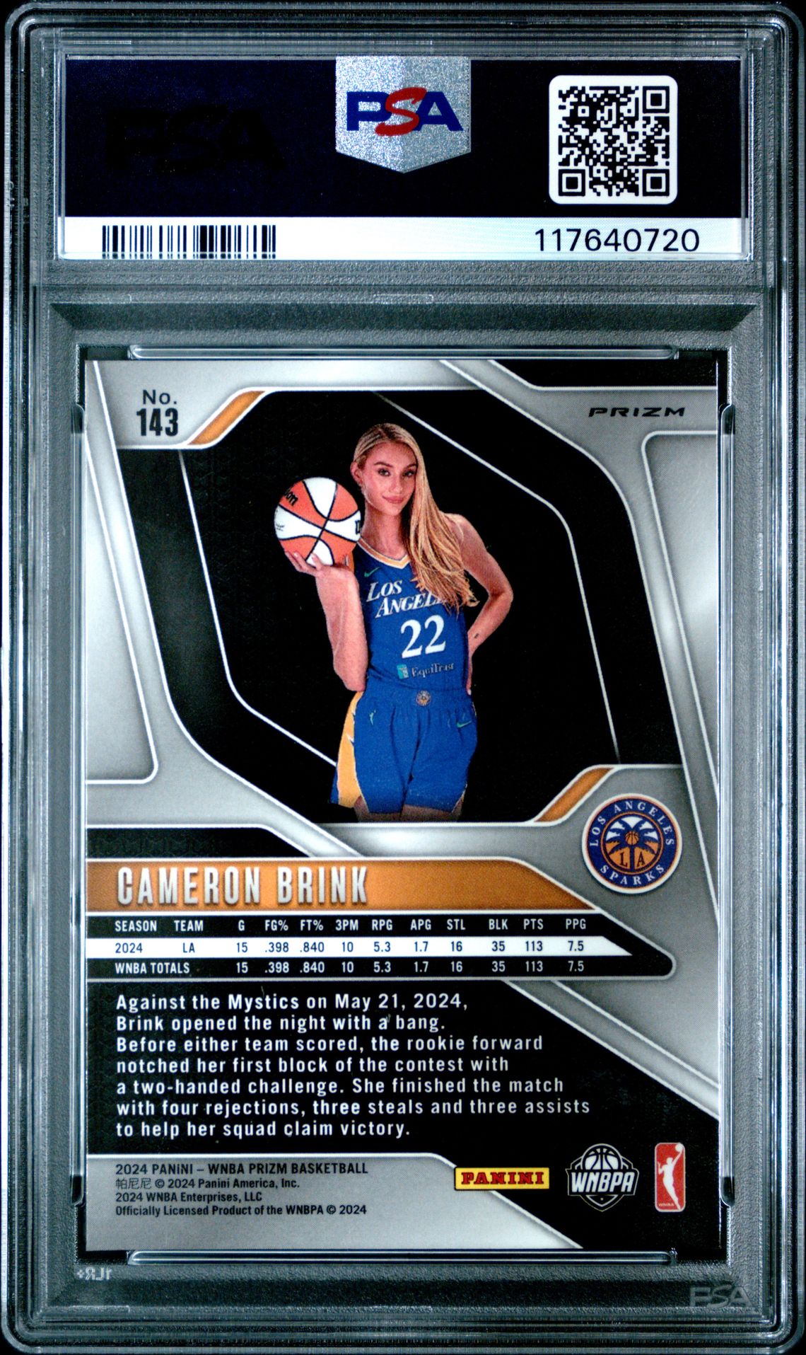 2024 Panini Prizm Wnba Cameron Brink #143 (Ice) Mint 9 back