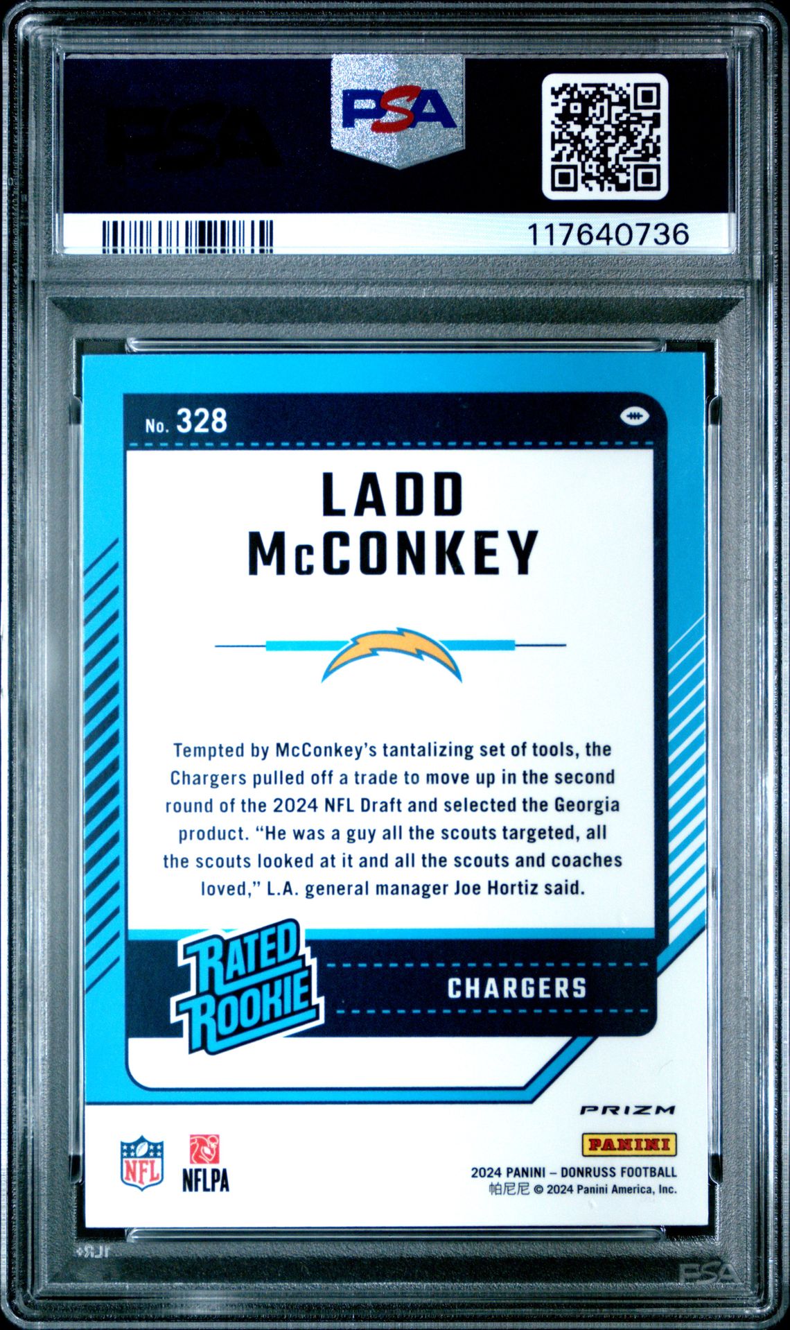 2024 Panini Donruss Ladd Mcconkey #328 (Optic Preview-Blue Scope) Mint 9 back
