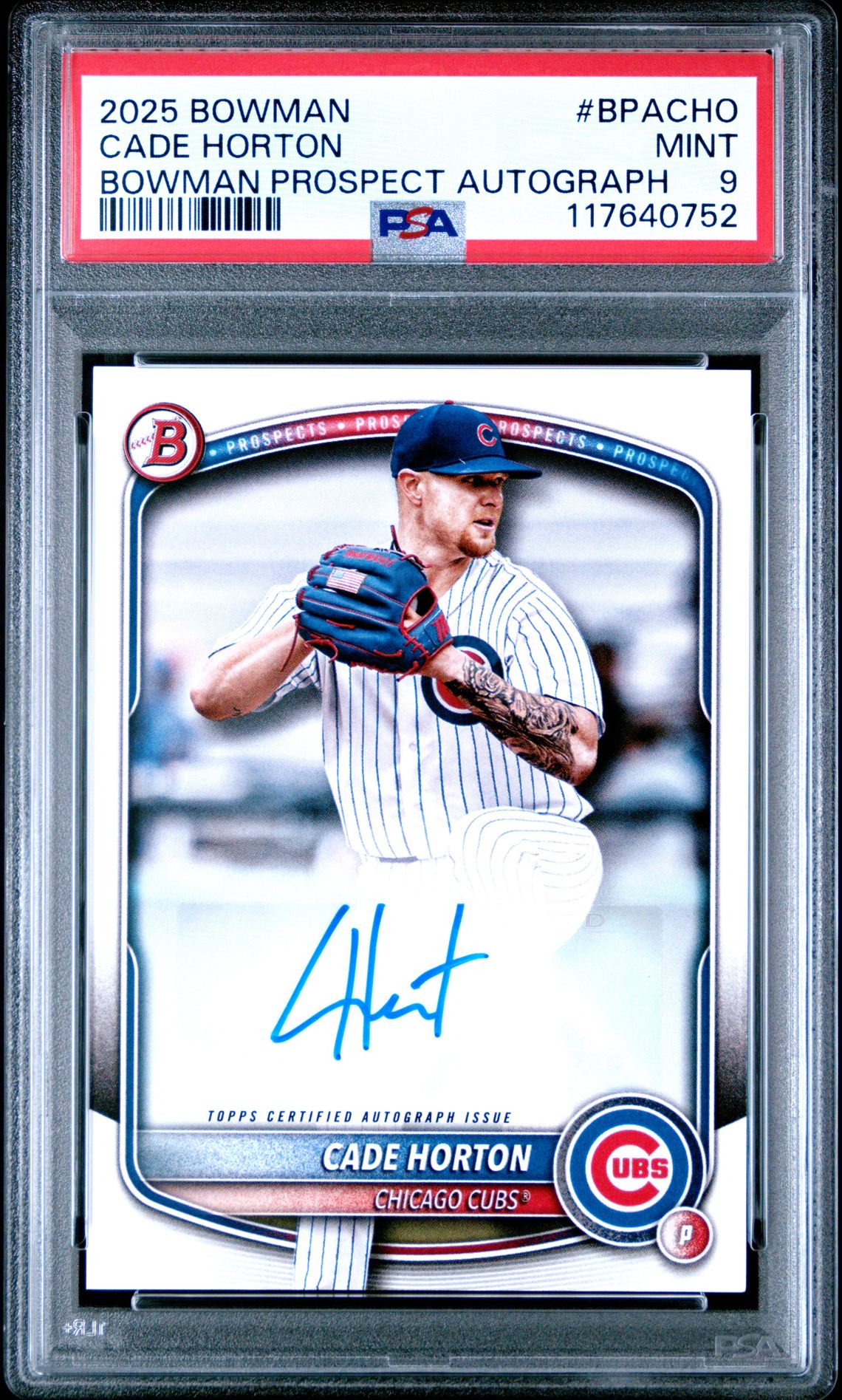 2025 Bowman Bowman Prospect Autographs Cade Horton #Bpacho Mint 9 front