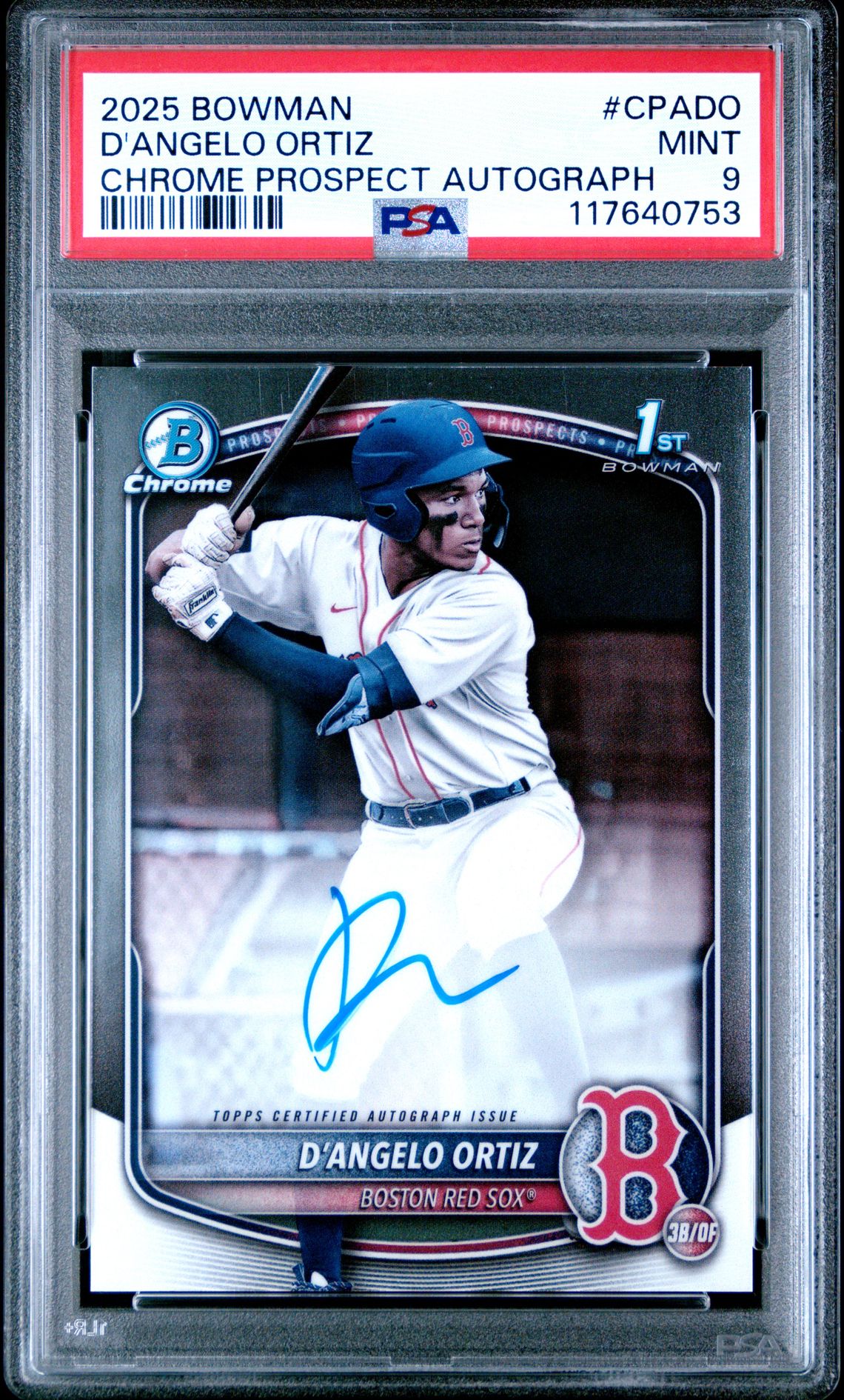 2025 Bowman Chrome Prospect Autographs D'angelo Ortiz #Cpado Mint 9 front