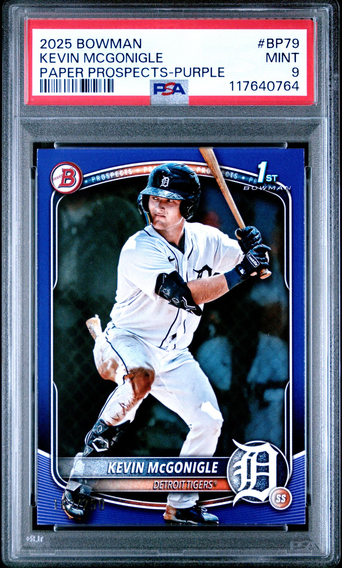 2025 Bowman Paper Prospects Kevin Mcgonigle #Bp79 (Paper Prospects-Purple) Mint 9 front