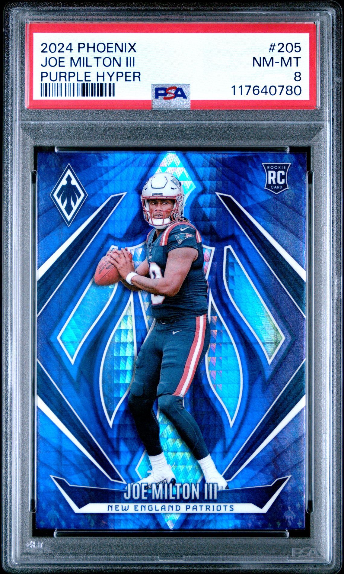 2024 Panini Phoenix Joe Milton Iii #205 (Purple Hyper) Nm-Mt 8 front