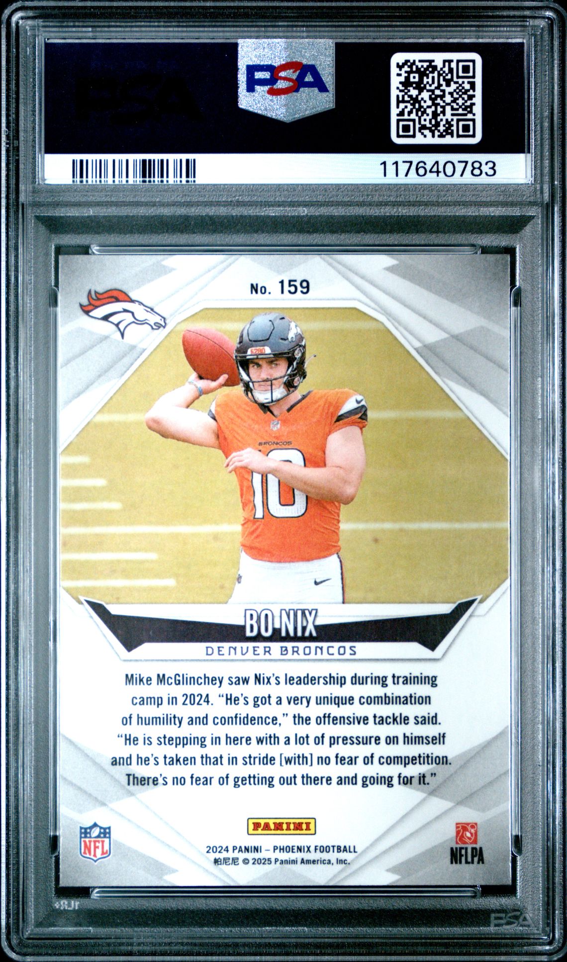 2024 Panini Phoenix Bo Nix #159 (Purple Fade) Mint 9 back