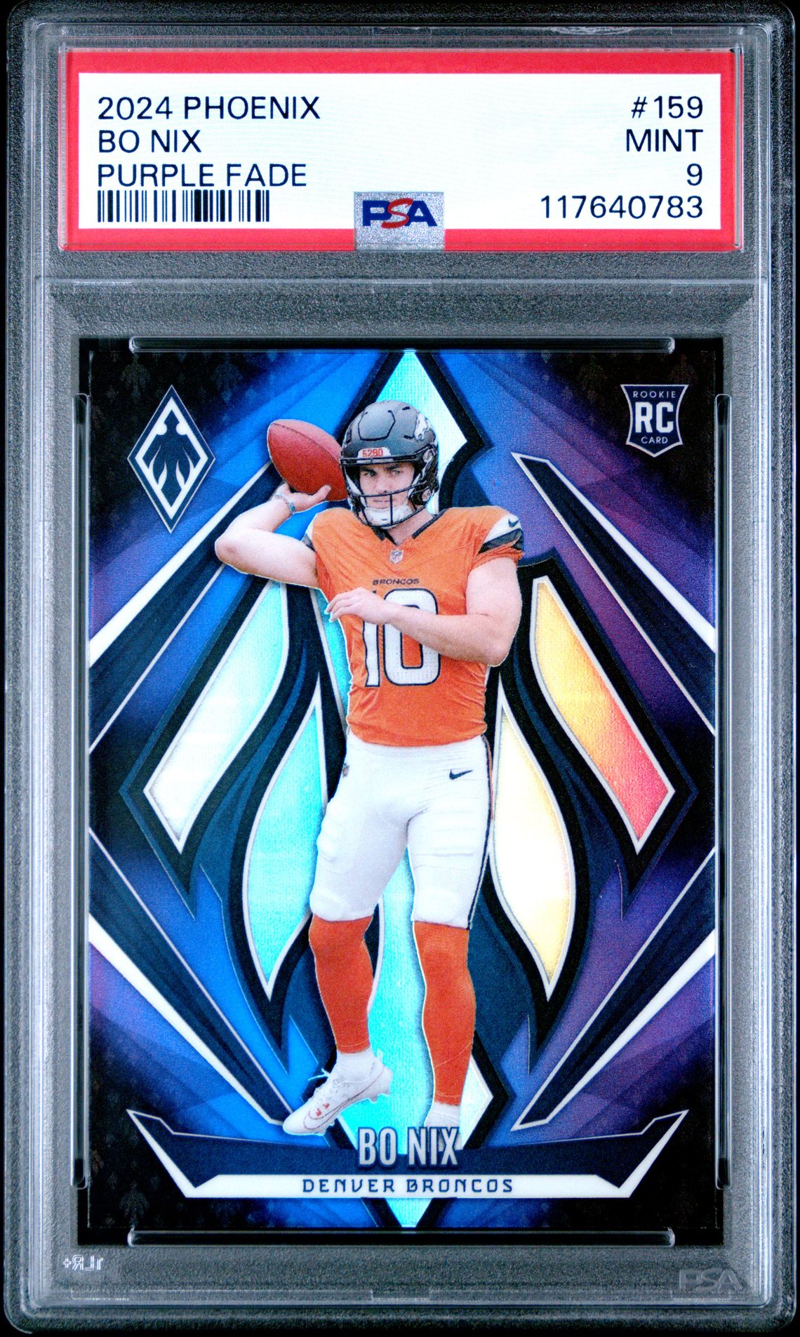 2024 Panini Phoenix Bo Nix #159 (Purple Fade) Mint 9 front
