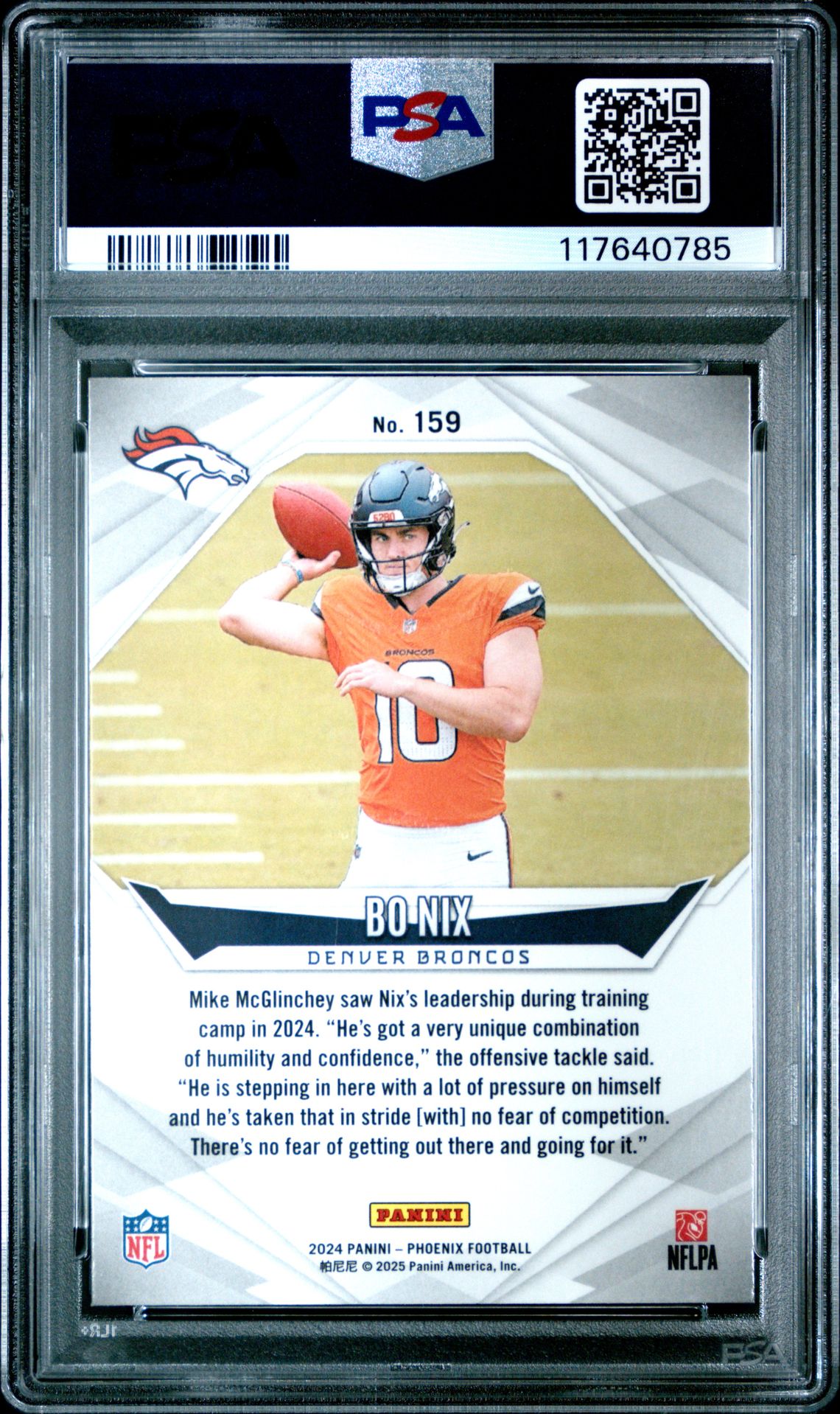 2024 Panini Phoenix Bo Nix #159 (Lazer) Mint 9 back