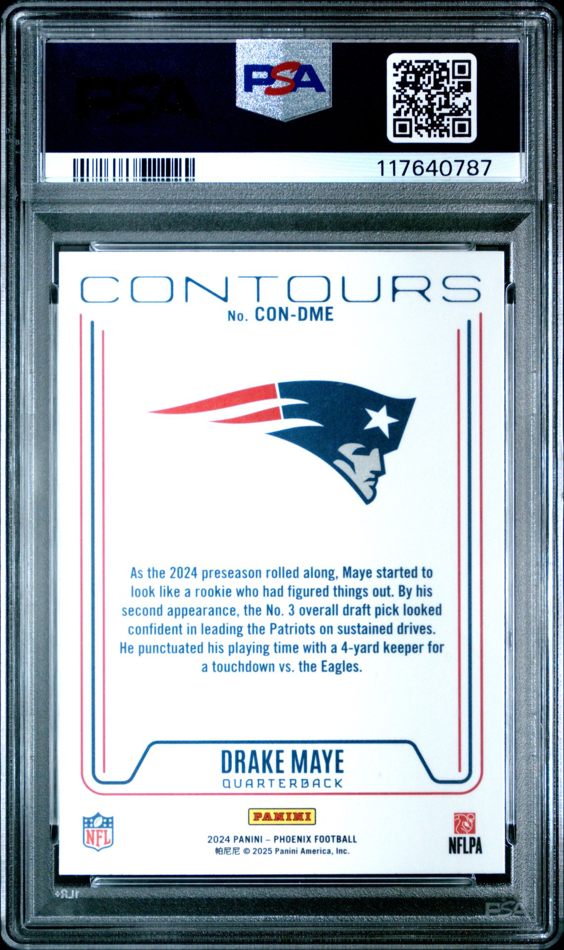 2024 Panini Phoenix Contours Drake Maye #Condme Mint 9 back