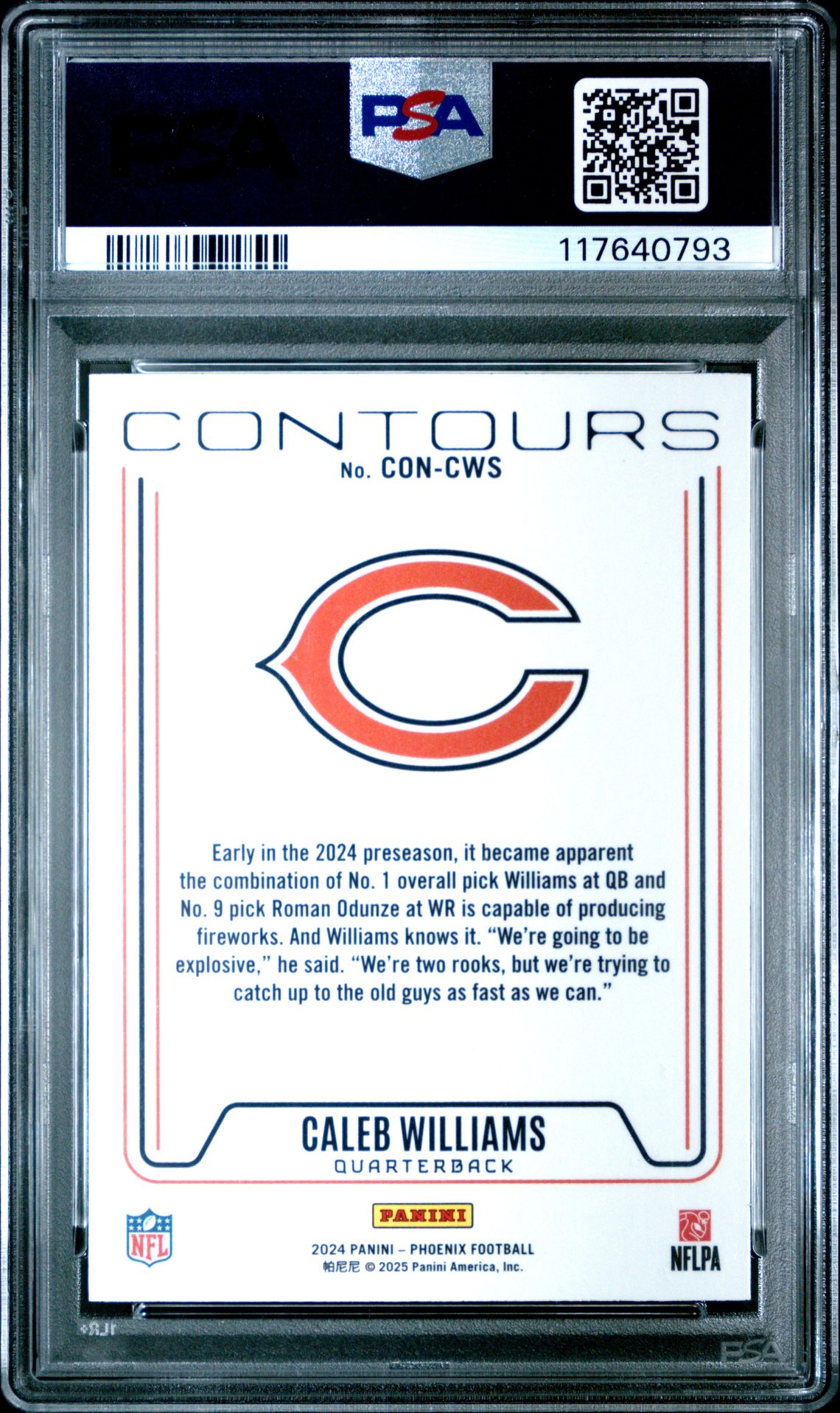 2024 Panini Phoenix Contours Caleb Williams #Concws Nm-Mt 8 back