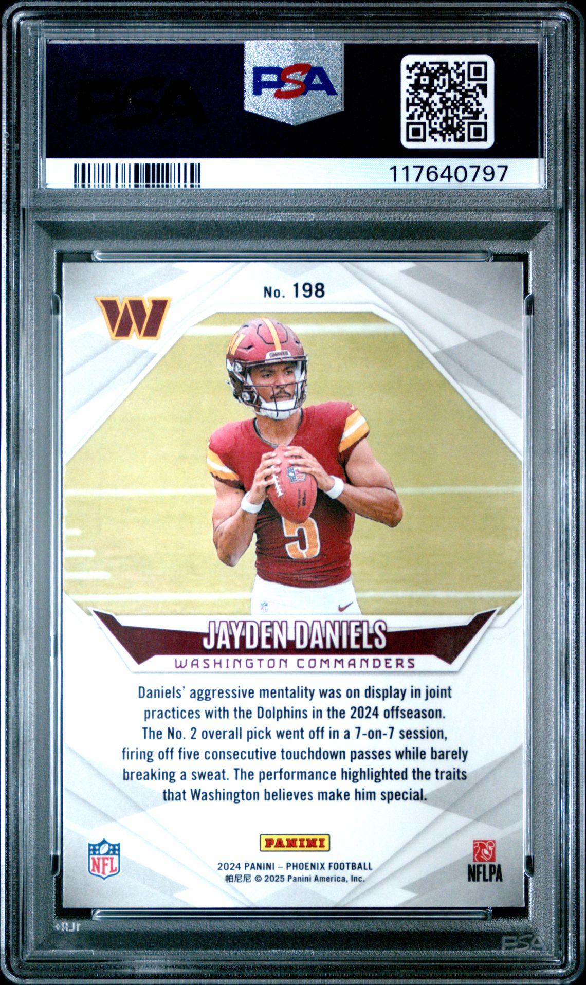 2024 Panini Phoenix Jayden Daniels #198 Gem Mt 10 back