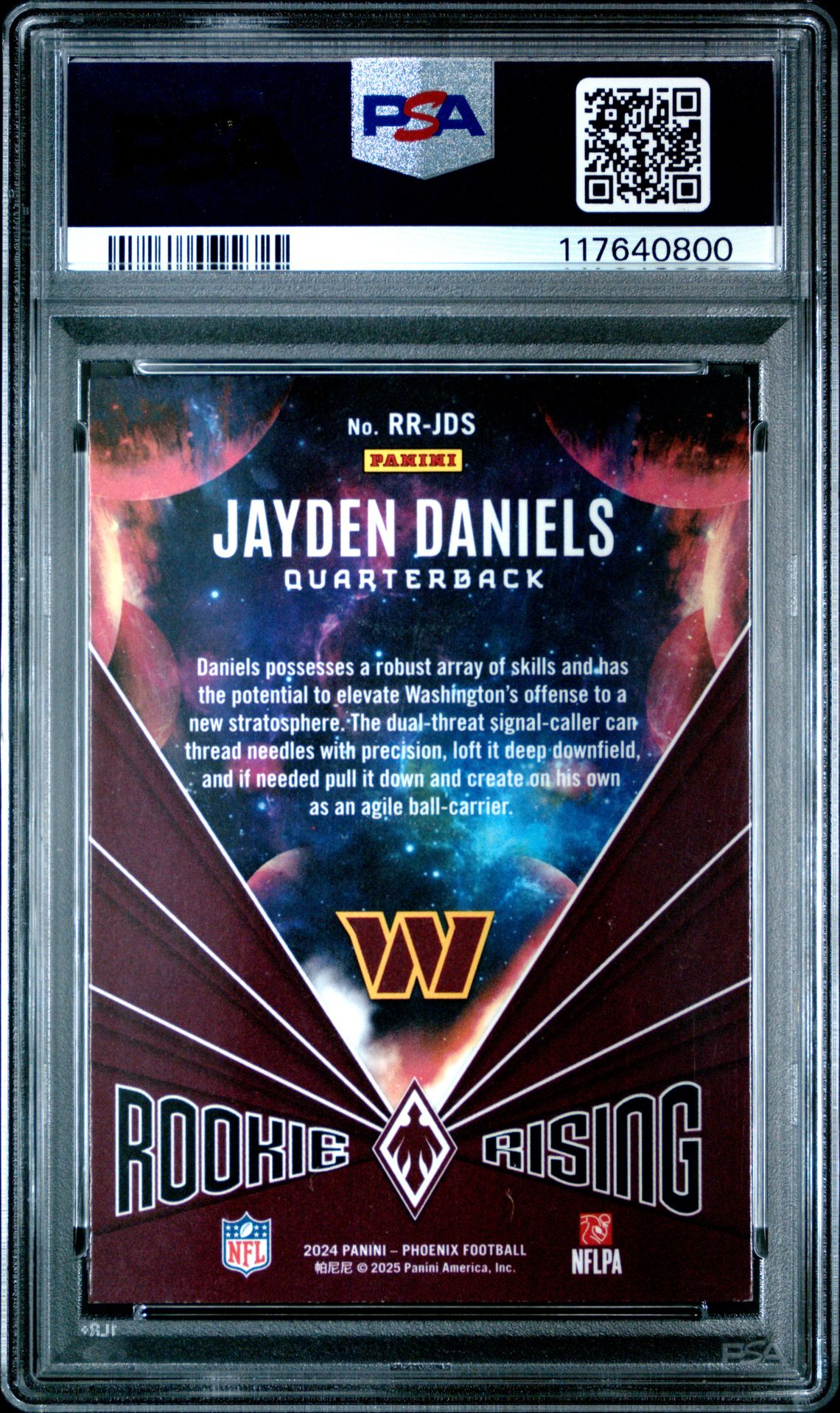 2024 Panini Phoenix Rookie Rising Jayden Daniels #Rrjds (Rookie Rising-Lazer) Mint 9 back