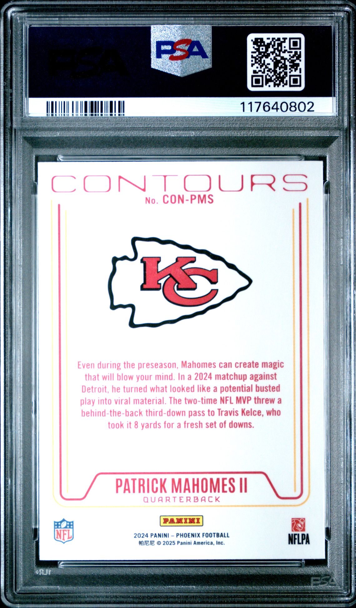 2024 Panini Phoenix Contours Patrick Mahomes Ii #Conpms Nm-Mt 8 back