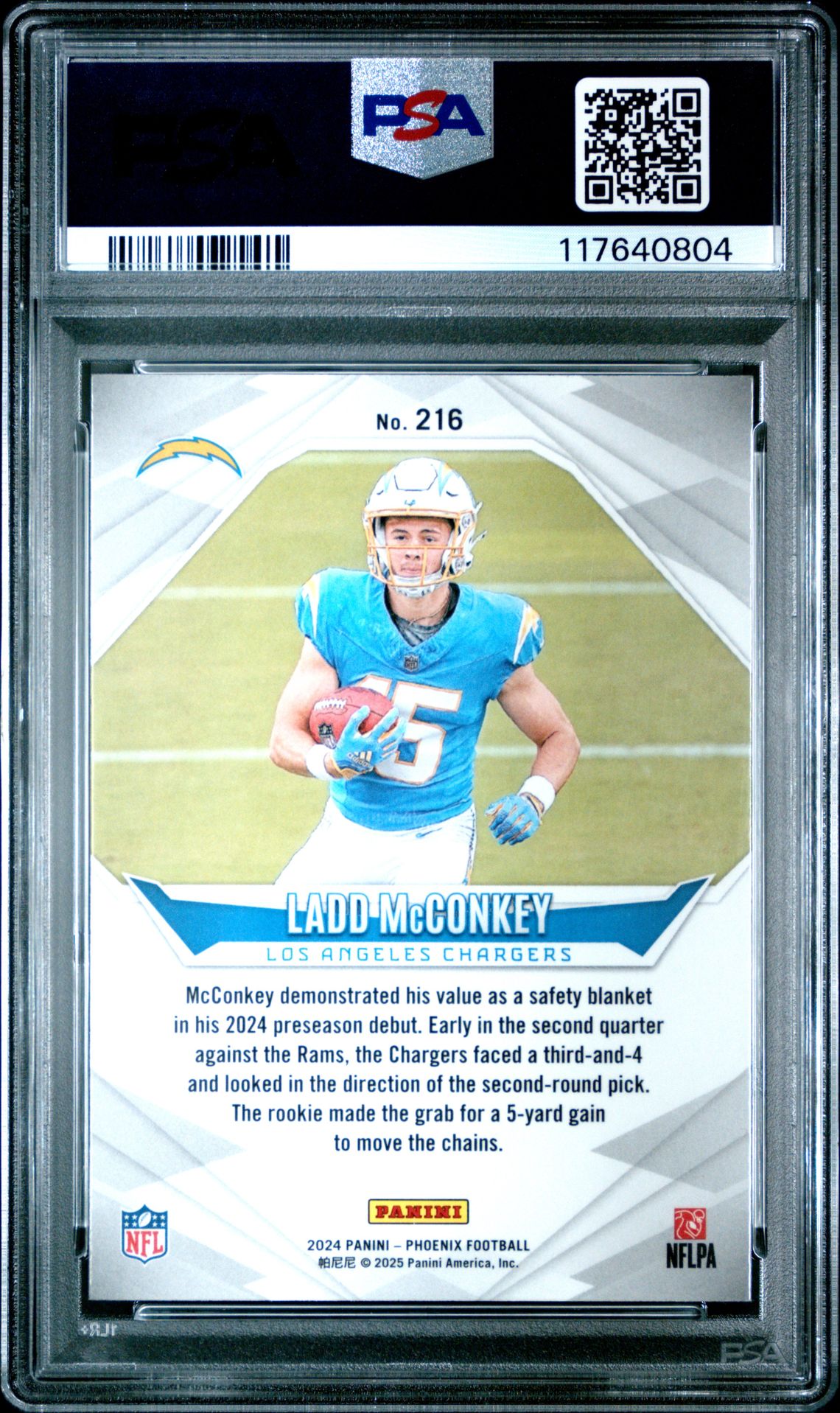2024 Panini Phoenix Ladd Mcconkey #216 (Lazer) Gem Mt 10 back