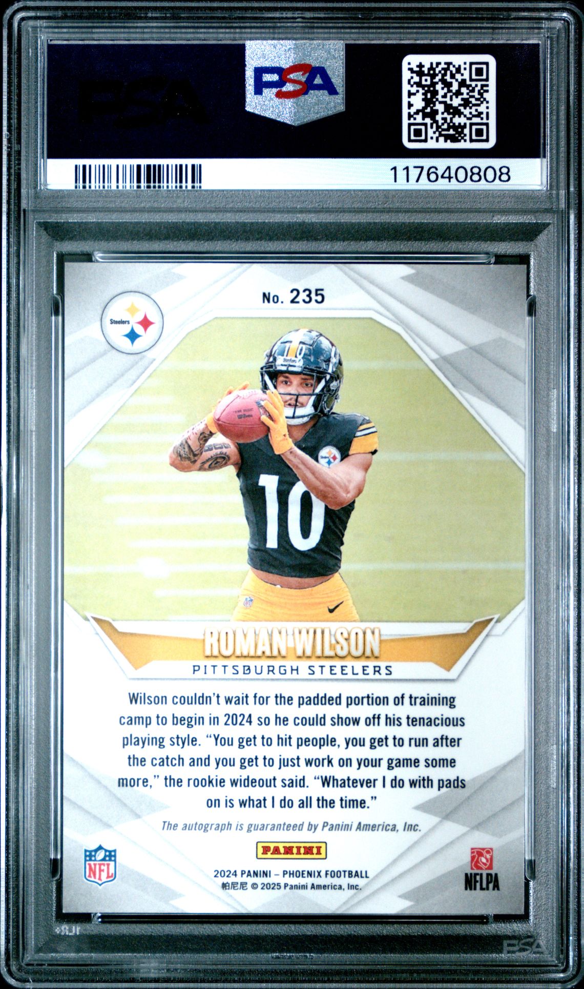 2024 Panini Phoenix Roman Wilson #235 (Autograph-Lazer) Mint 9 back