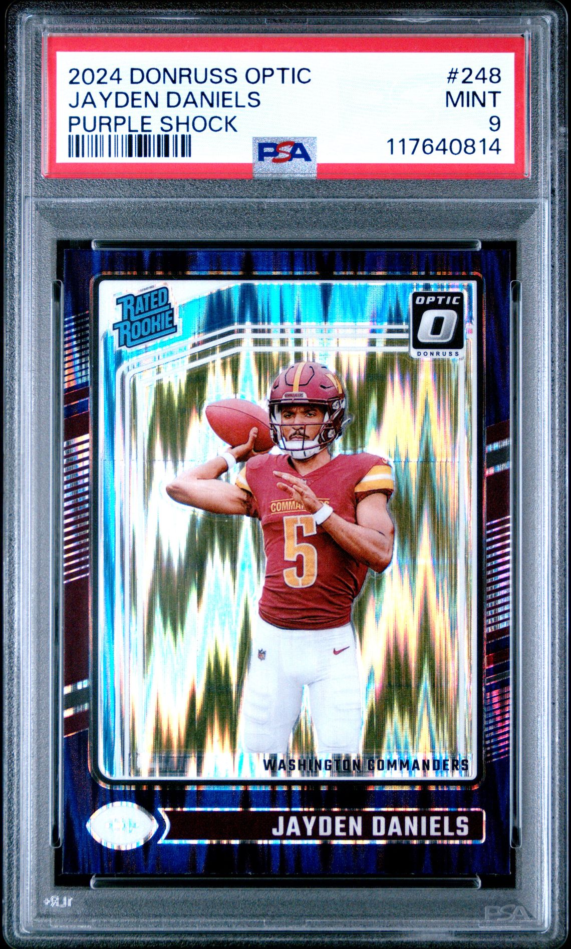 2024 Panini Donruss Optic Jayden Daniels #248 (Purple Shock) Mint 9 front