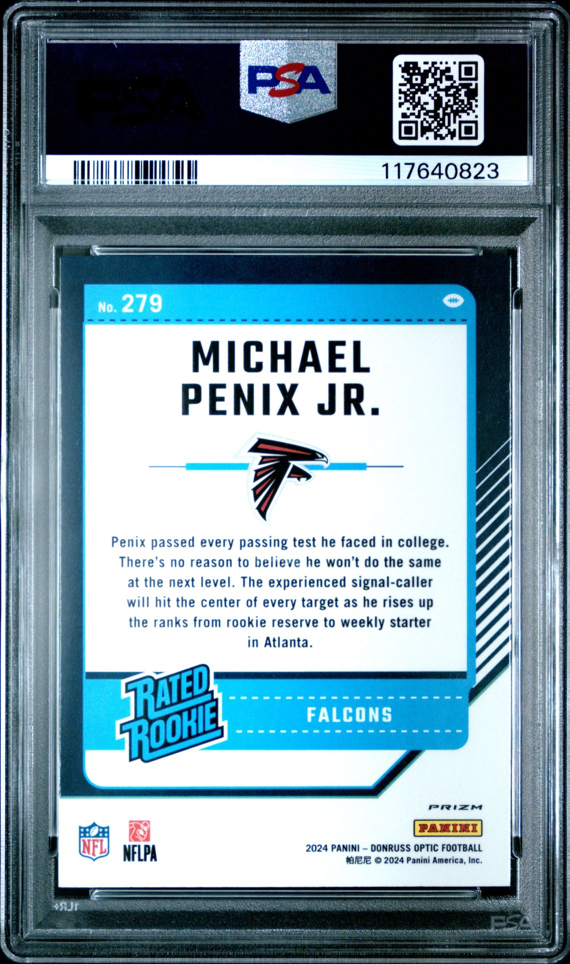 2024 Panini Donruss Optic Michael Penix Jr. #279 (Purple Shock) Mint 9 back