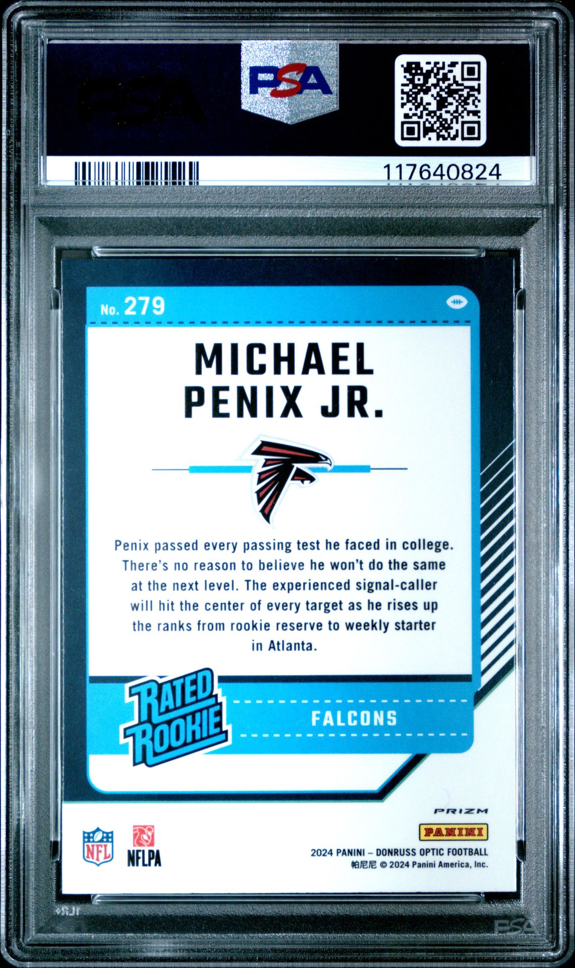 2024 Panini Donruss Optic Michael Penix Jr. #279 (Purple Shock) Mint 9 back