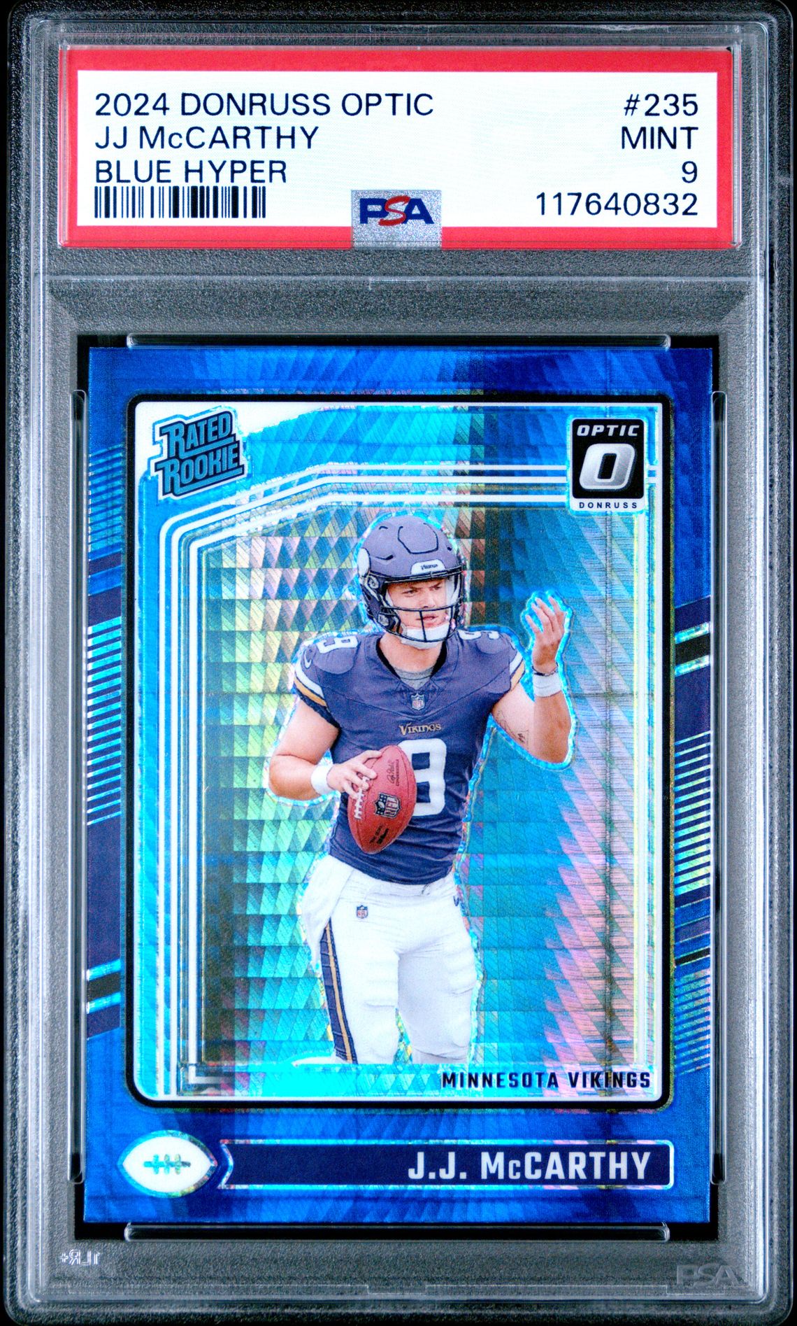 2024 Panini Donruss Optic Jj Mccarthy #235 (Blue Hyper) Mint 9 front