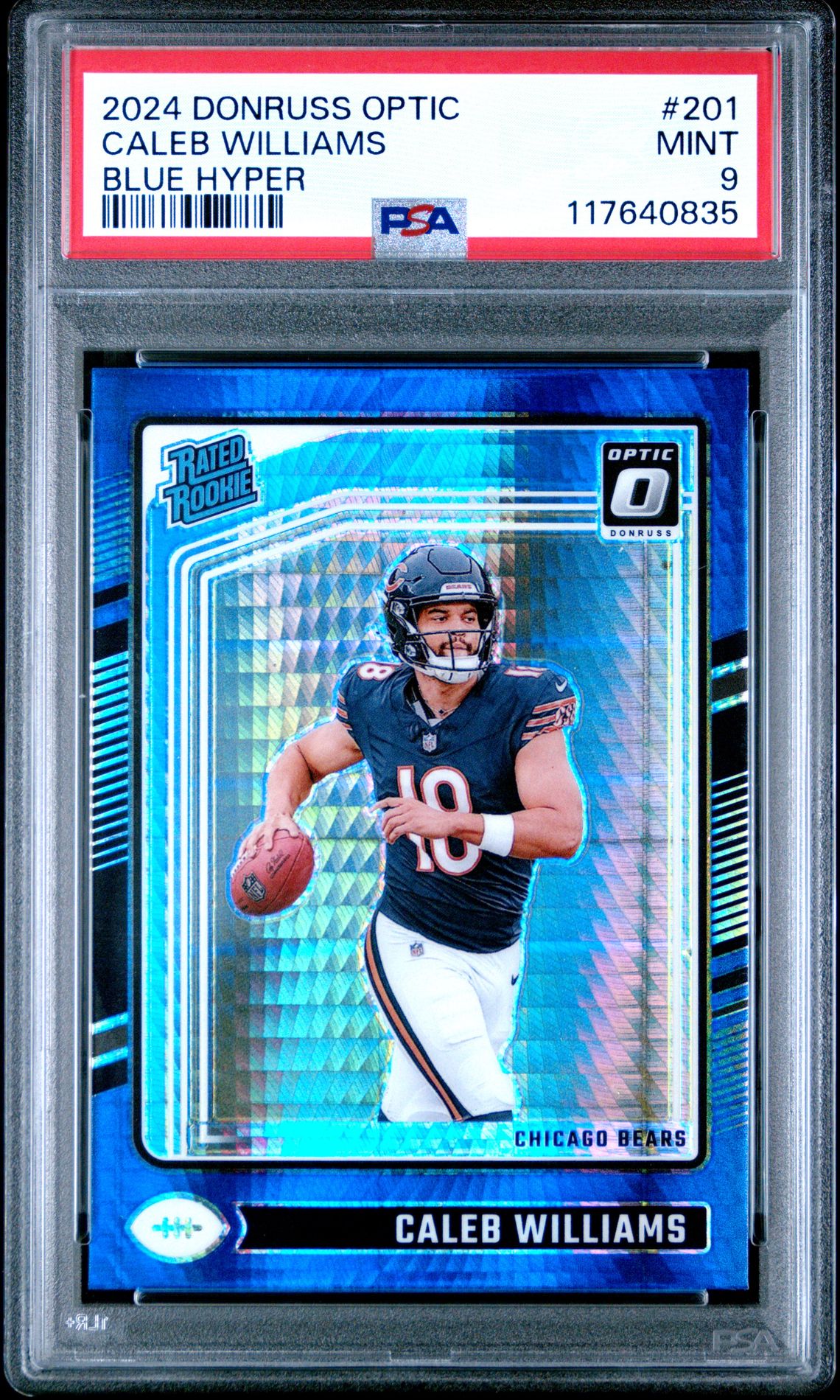 2024 Panini Donruss Optic Caleb Williams #201 (Blue Hyper) Mint 9 front