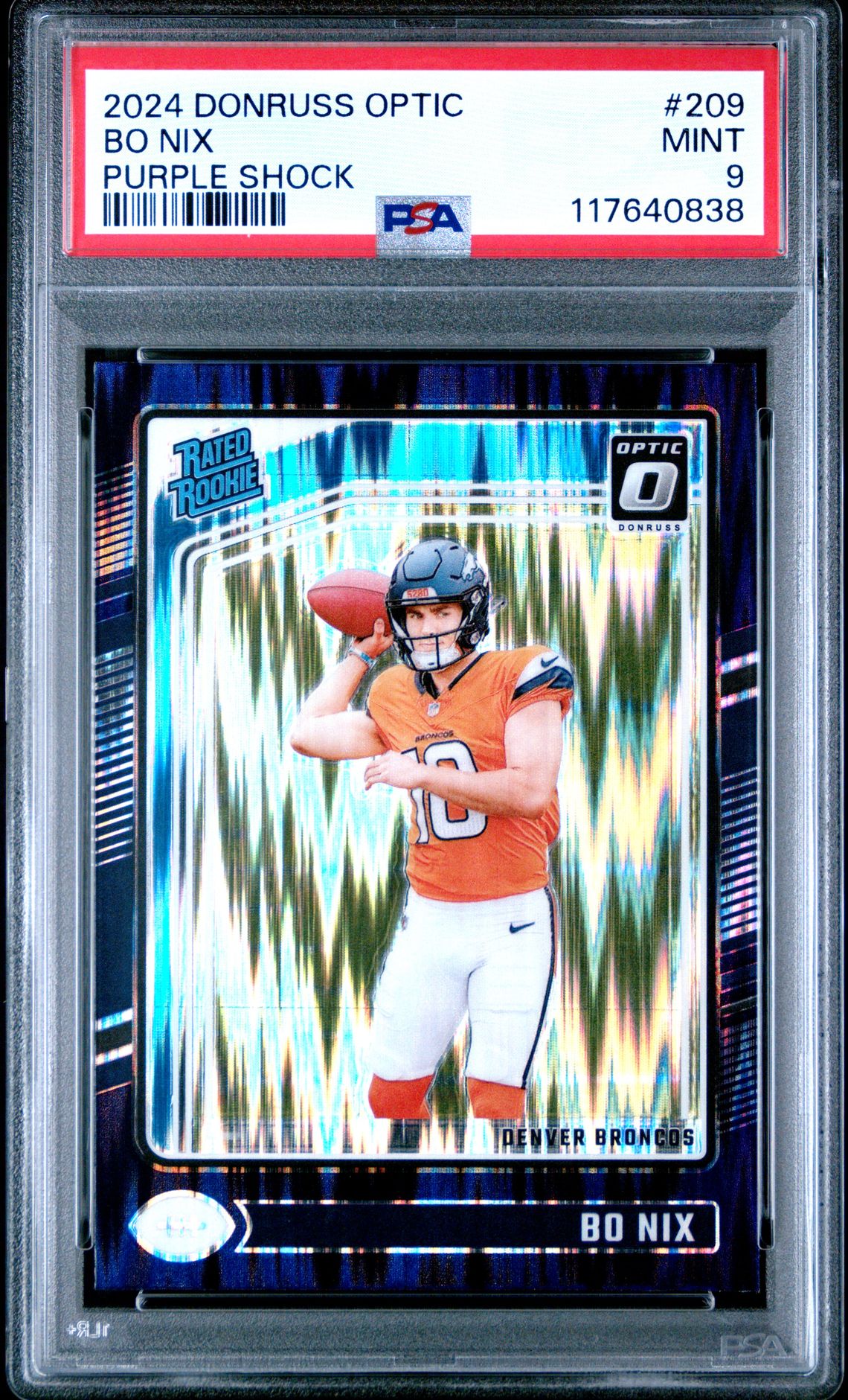 2024 Panini Donruss Optic Bo Nix #209 (Purple Shock) Mint 9 front