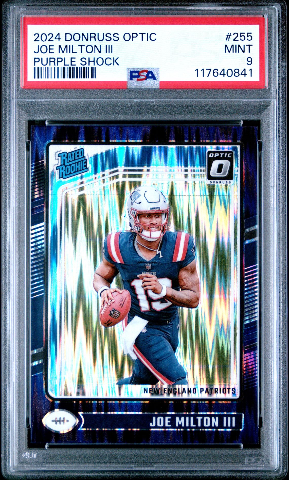 2024 Panini Donruss Optic Joe Milton Iii #255 (Purple Shock) Mint 9 front