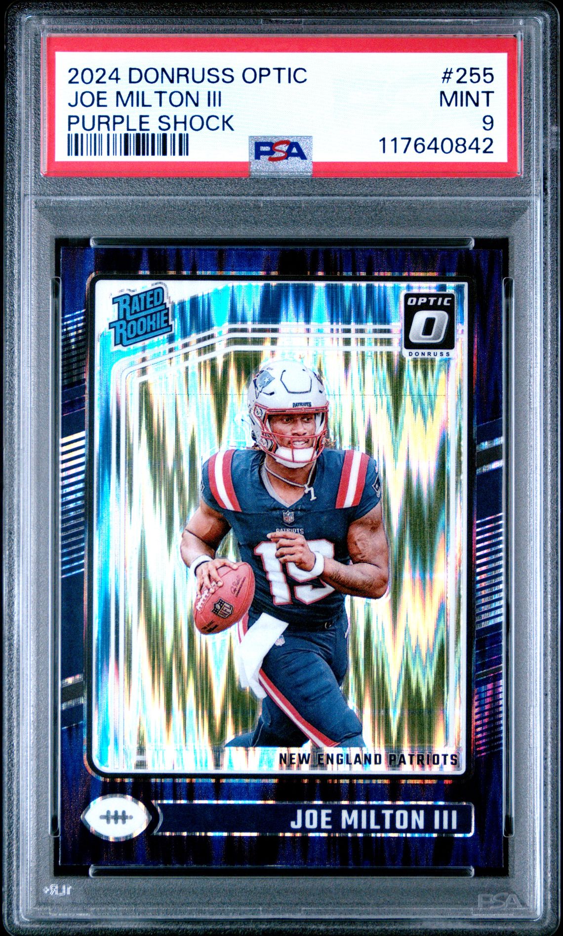 2024 Panini Donruss Optic Joe Milton Iii #255 (Purple Shock) Mint 9 front