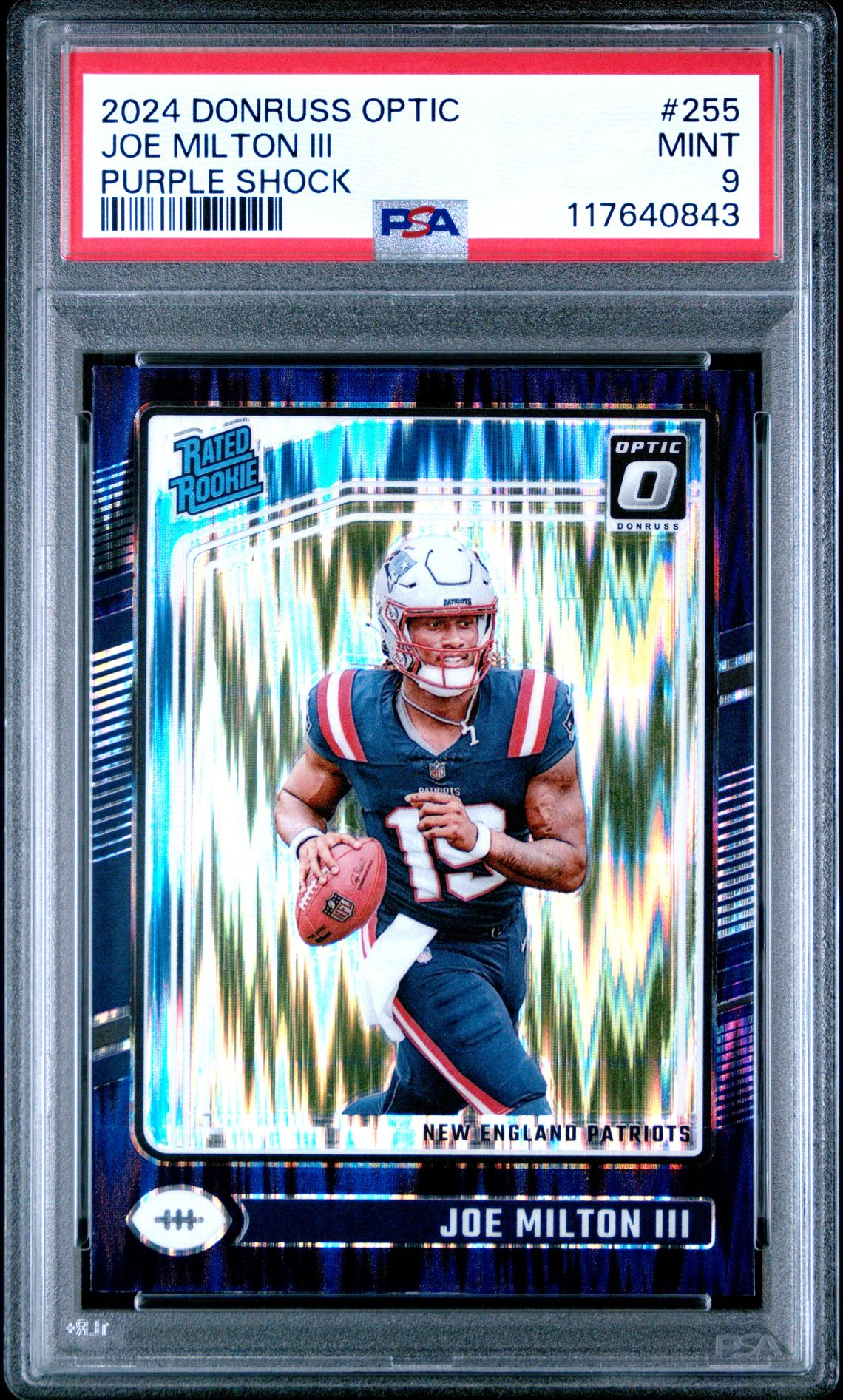 2024 Panini Donruss Optic Joe Milton Iii #255 (Purple Shock) Mint 9 front
