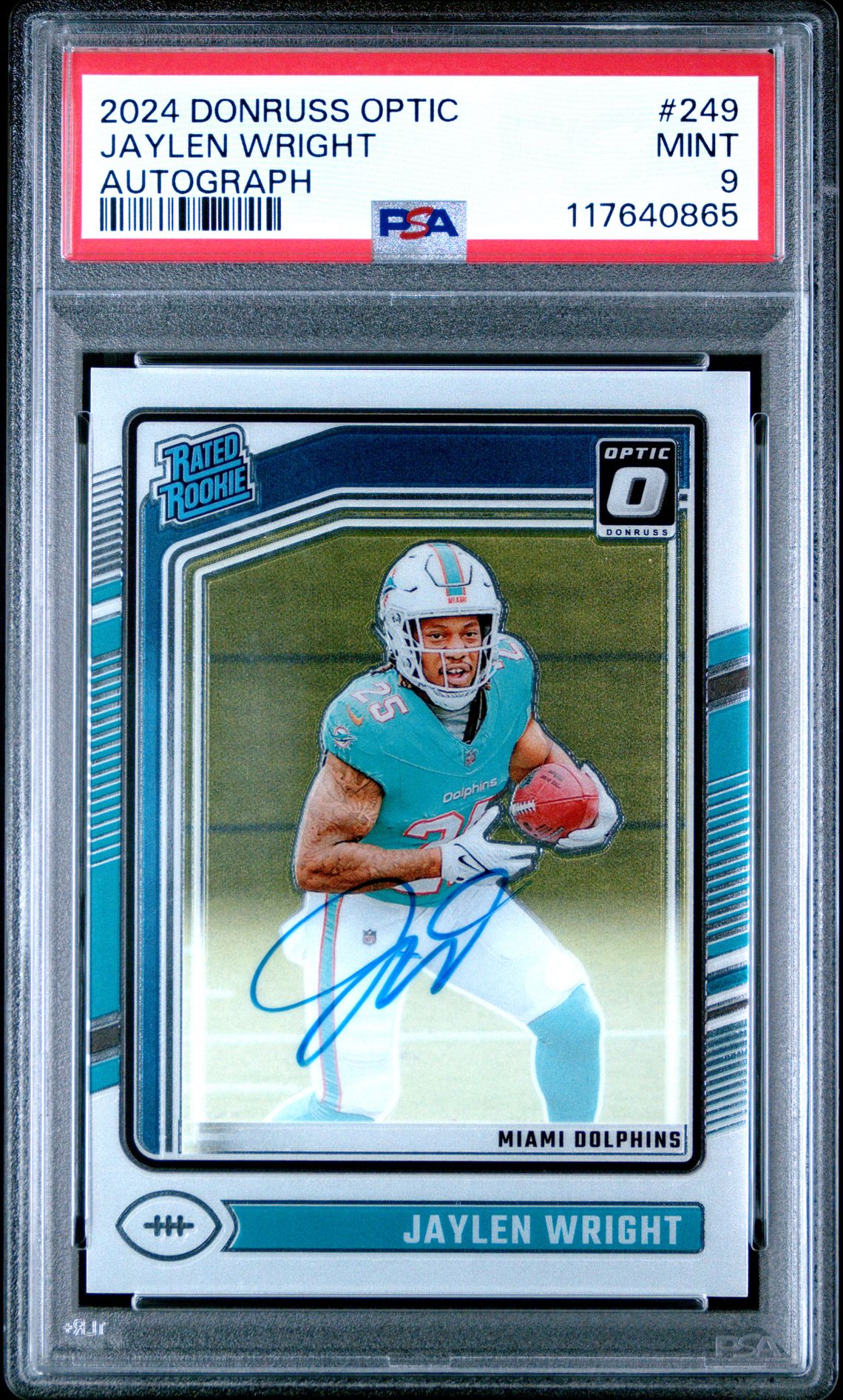 2024 Panini Donruss Optic Jaylen Wright #249 (Autograph) Mint 9 front