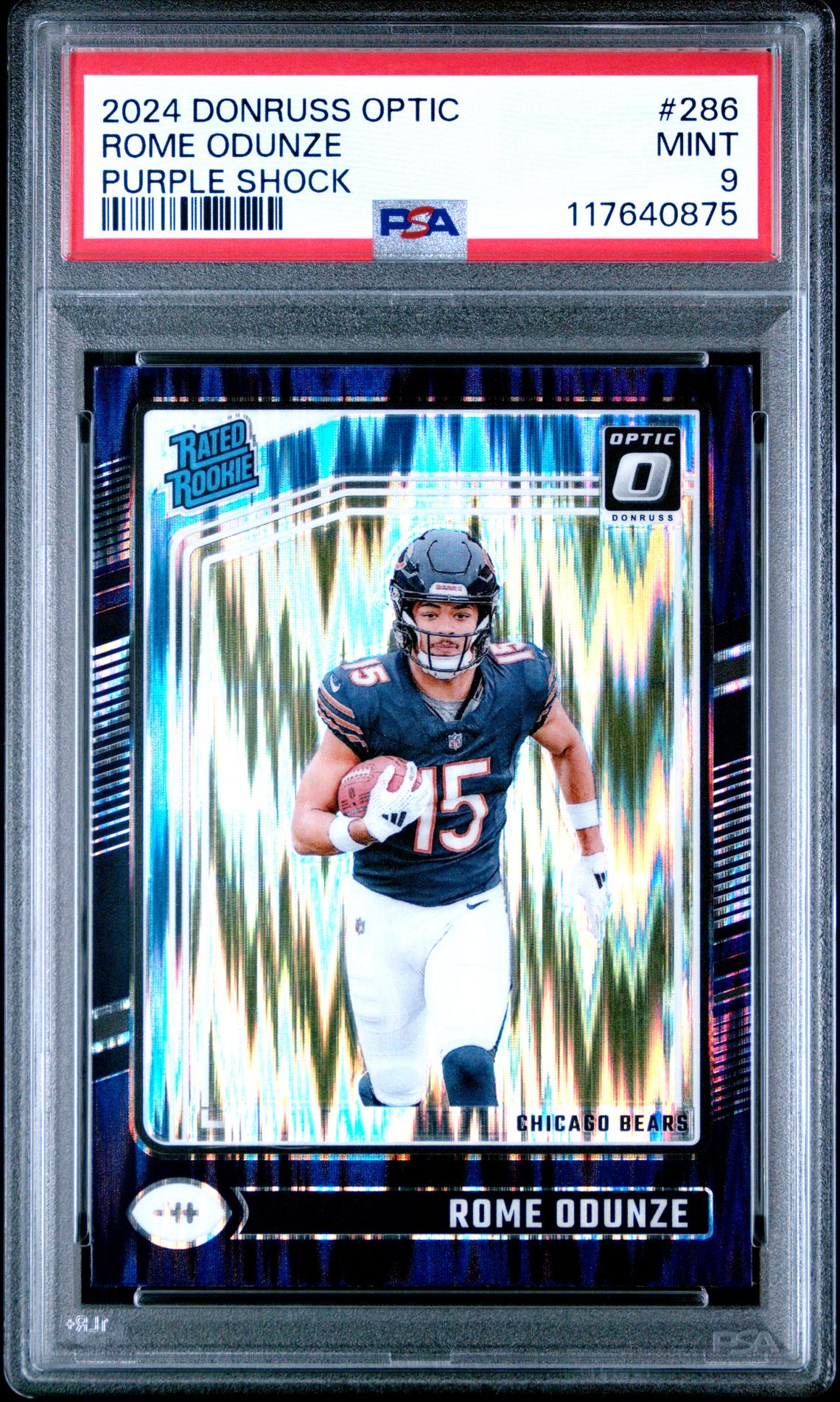 2024 Panini Donruss Optic Rome Odunze #286 (Purple Shock) Mint 9 front