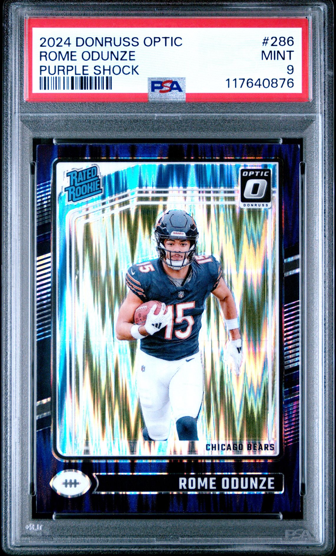 2024 Panini Donruss Optic Rome Odunze #286 (Purple Shock) Mint 9 front