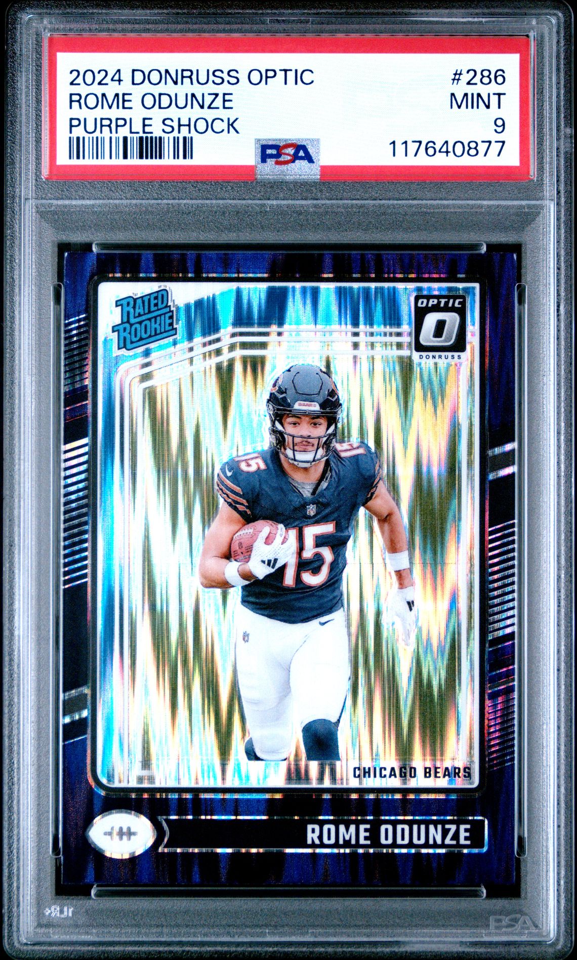2024 Panini Donruss Optic Rome Odunze #286 (Purple Shock) Mint 9 front