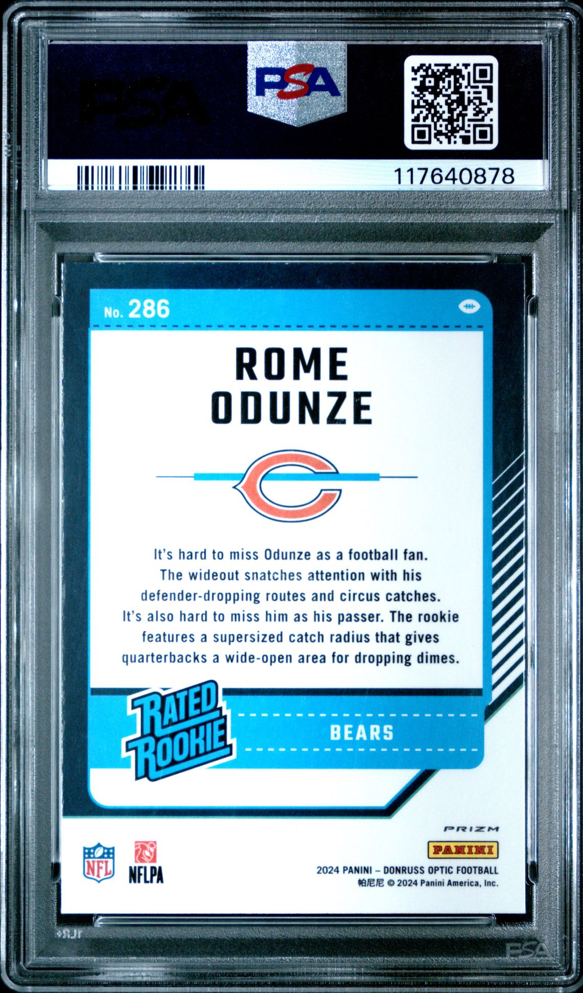 2024 Panini Donruss Optic Rome Odunze #286 (Purple Shock) Nm-Mt 8 back