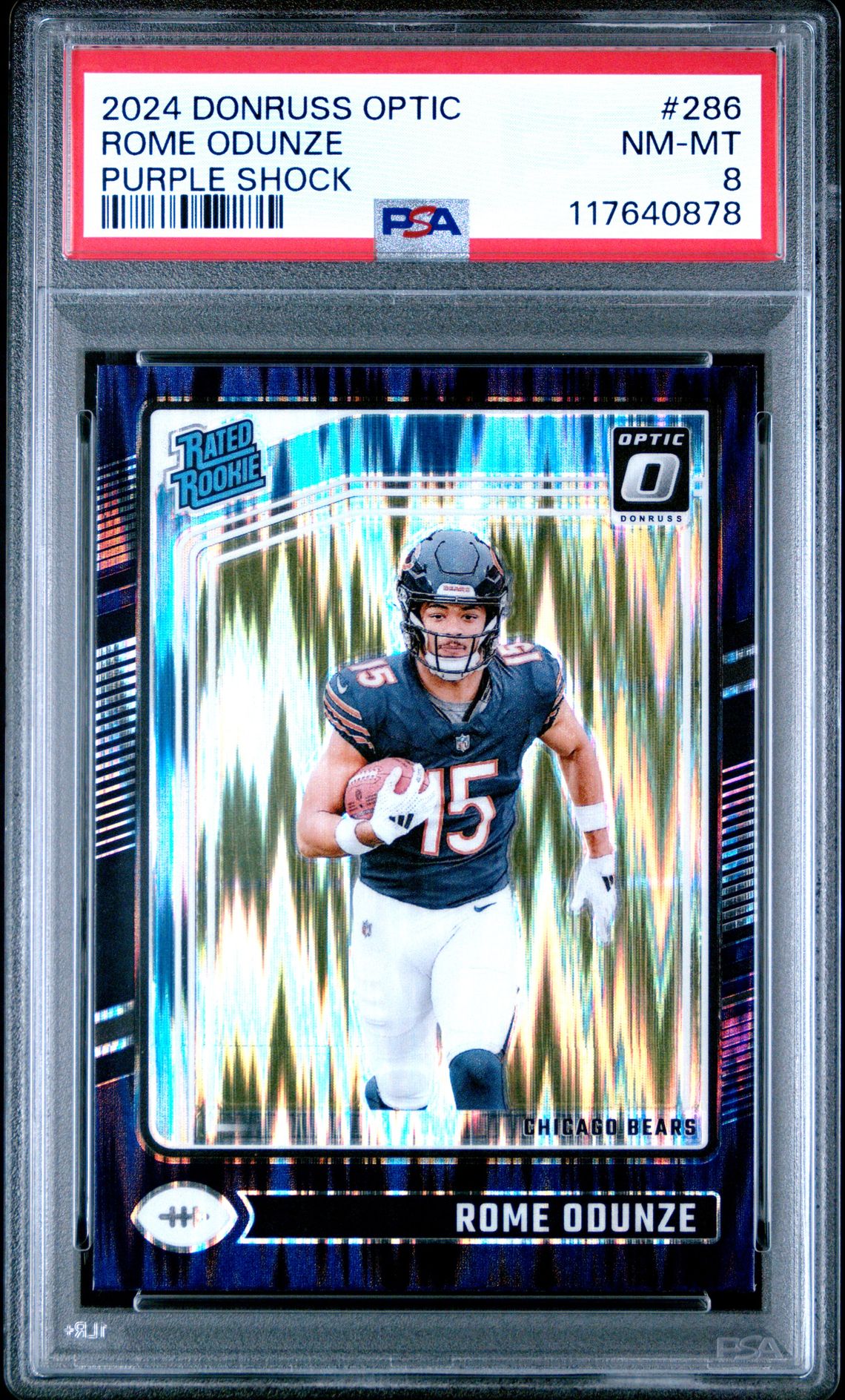 2024 Panini Donruss Optic Rome Odunze #286 (Purple Shock) Nm-Mt 8 front