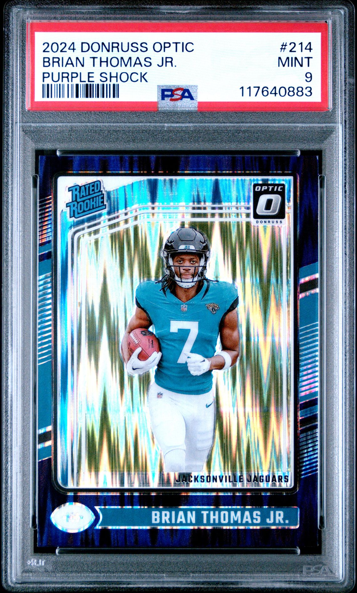 2024 Panini Donruss Optic Brian Thomas Jr. #214 (Purple Shock) Mint 9 front