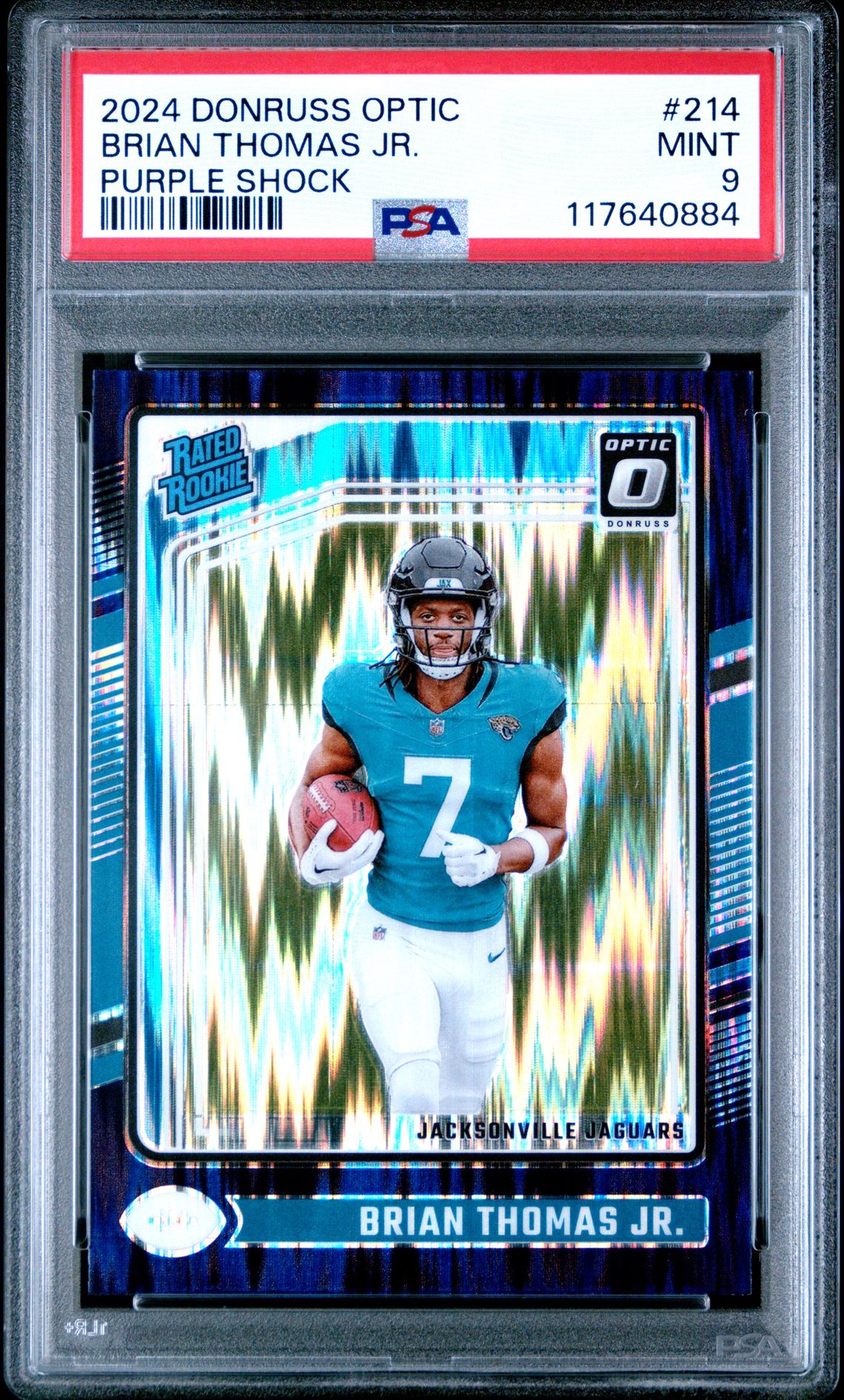 2024 Panini Donruss Optic Brian Thomas Jr. #214 (Purple Shock) Mint 9 front