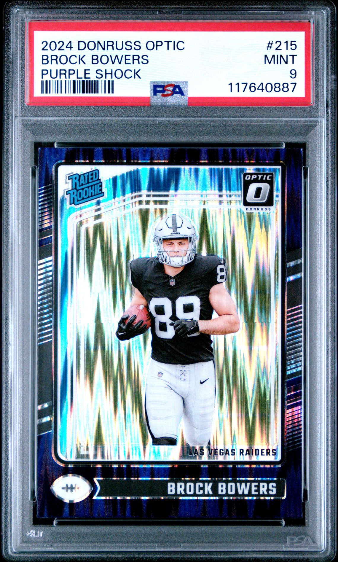 2024 Panini Donruss Optic Brock Bowers #215 (Purple Shock) Mint 9 front