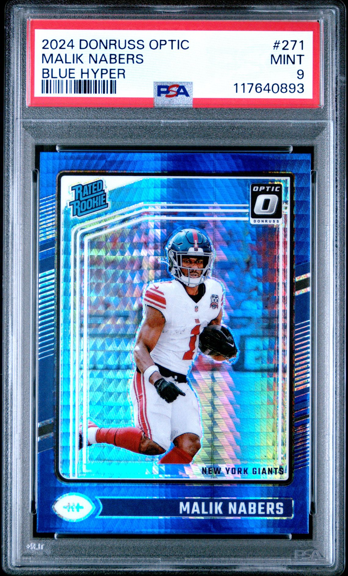 2024 Panini Donruss Optic Malik Nabers #271 (Blue Hyper) Mint 9 front