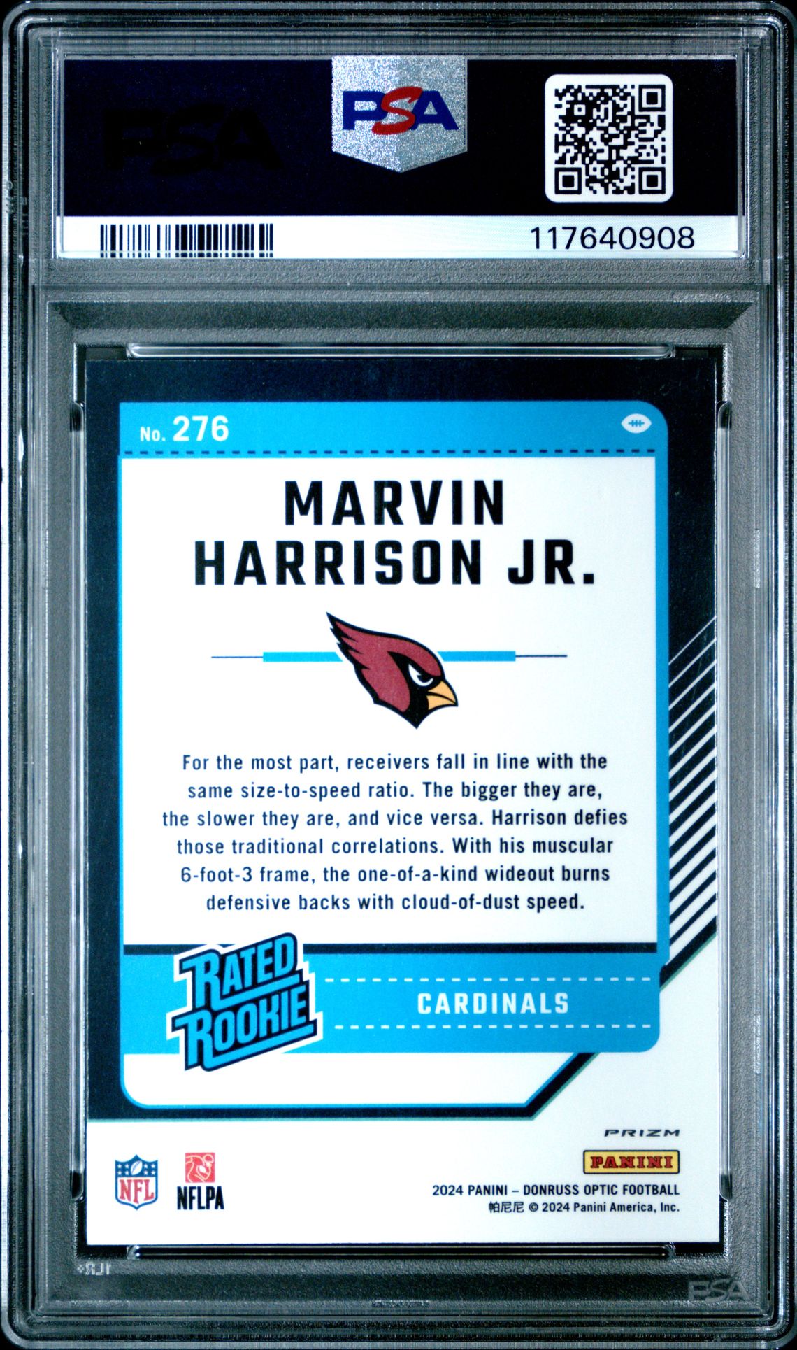 2024 Panini Donruss Optic Marvin Harrison Jr. #276 (Purple Shock) Mint 9 back