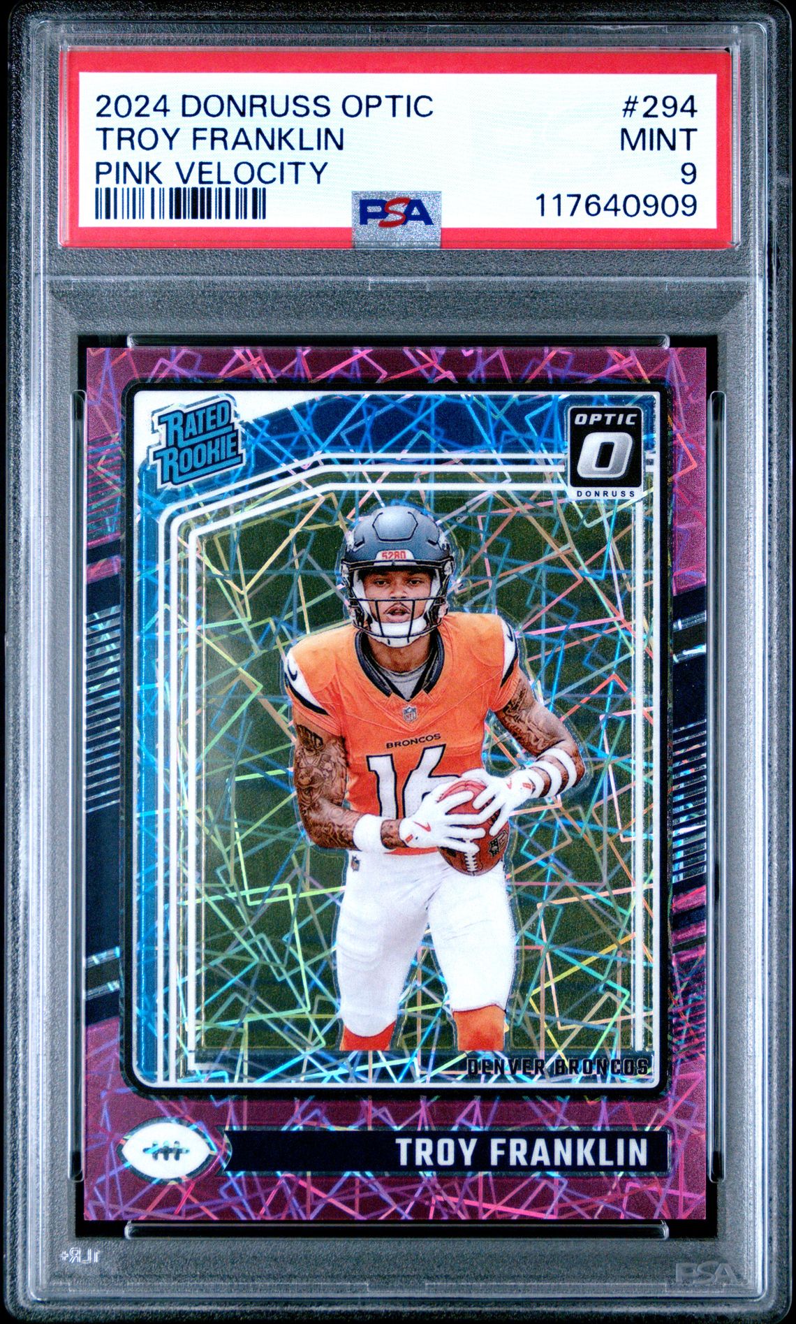 2024 Panini Donruss Optic Troy Franklin #294 (Pink Velocity) Mint 9 front