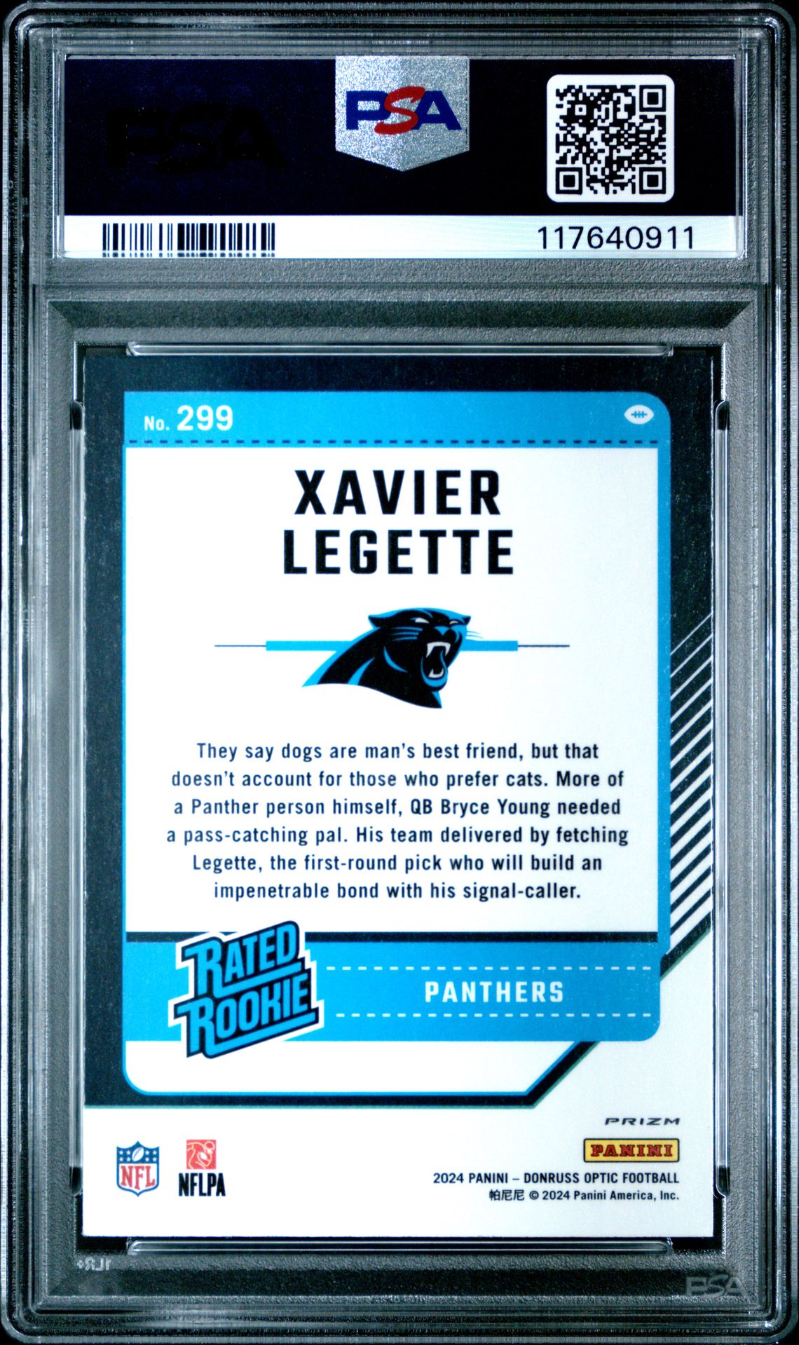 2024 Panini Donruss Optic Xavier Legette #299 (Holo) Mint 9 back