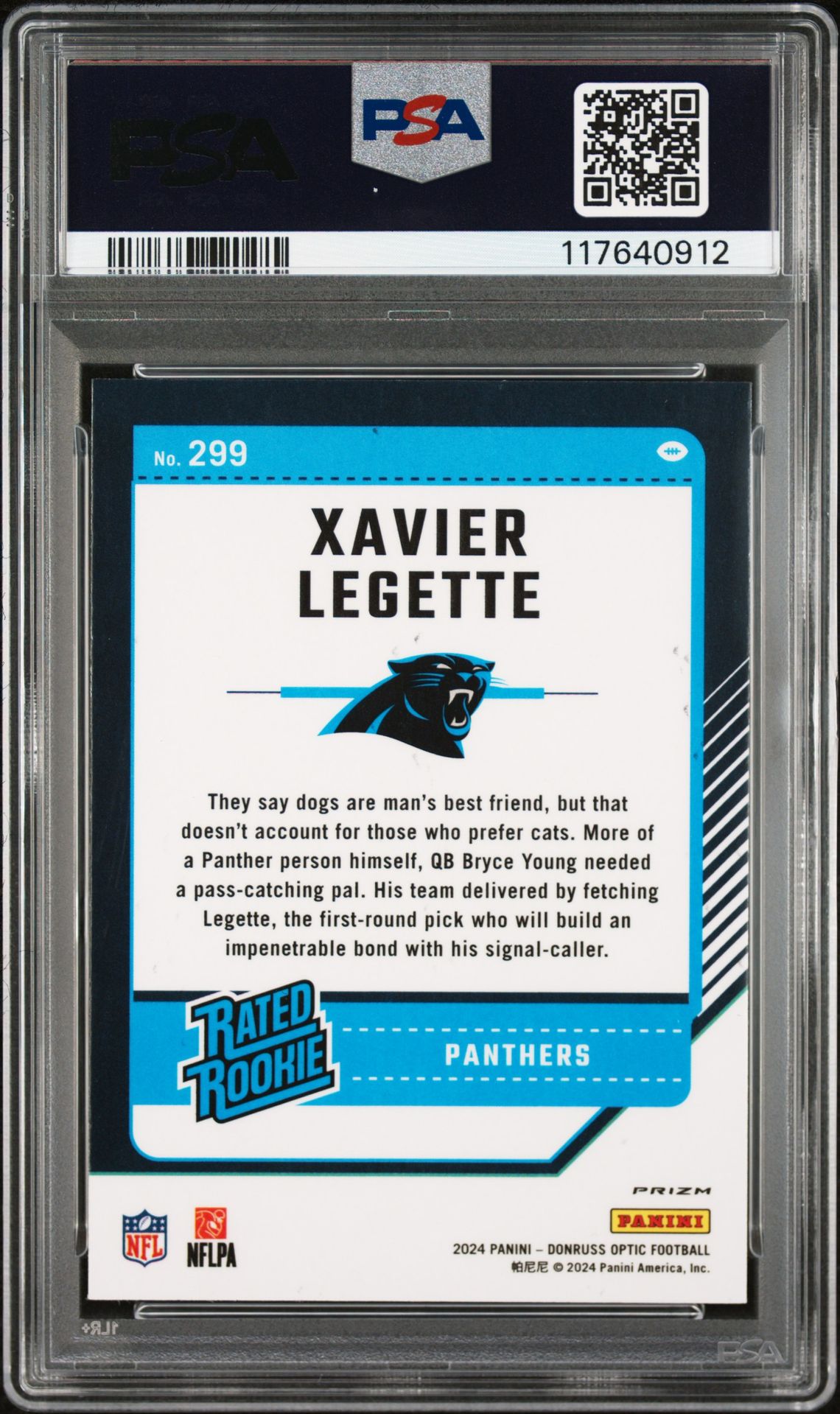 2024 Panini Donruss Optic Xavier Legette #299 (Holo) Mint 9 back