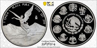 2008-Mo Onza Libertad Ag PR70DCAM