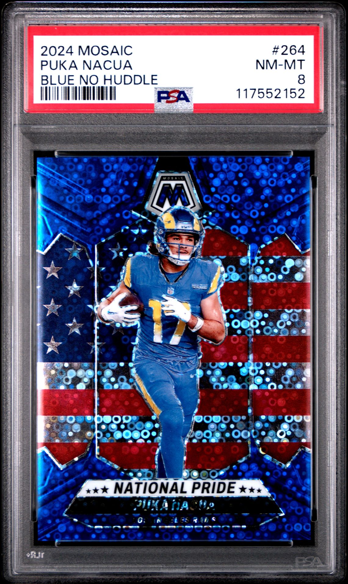 2024 Panini Mosaic Puka Nacua #264 (Blue No Huddle) Nm-Mt 8 front